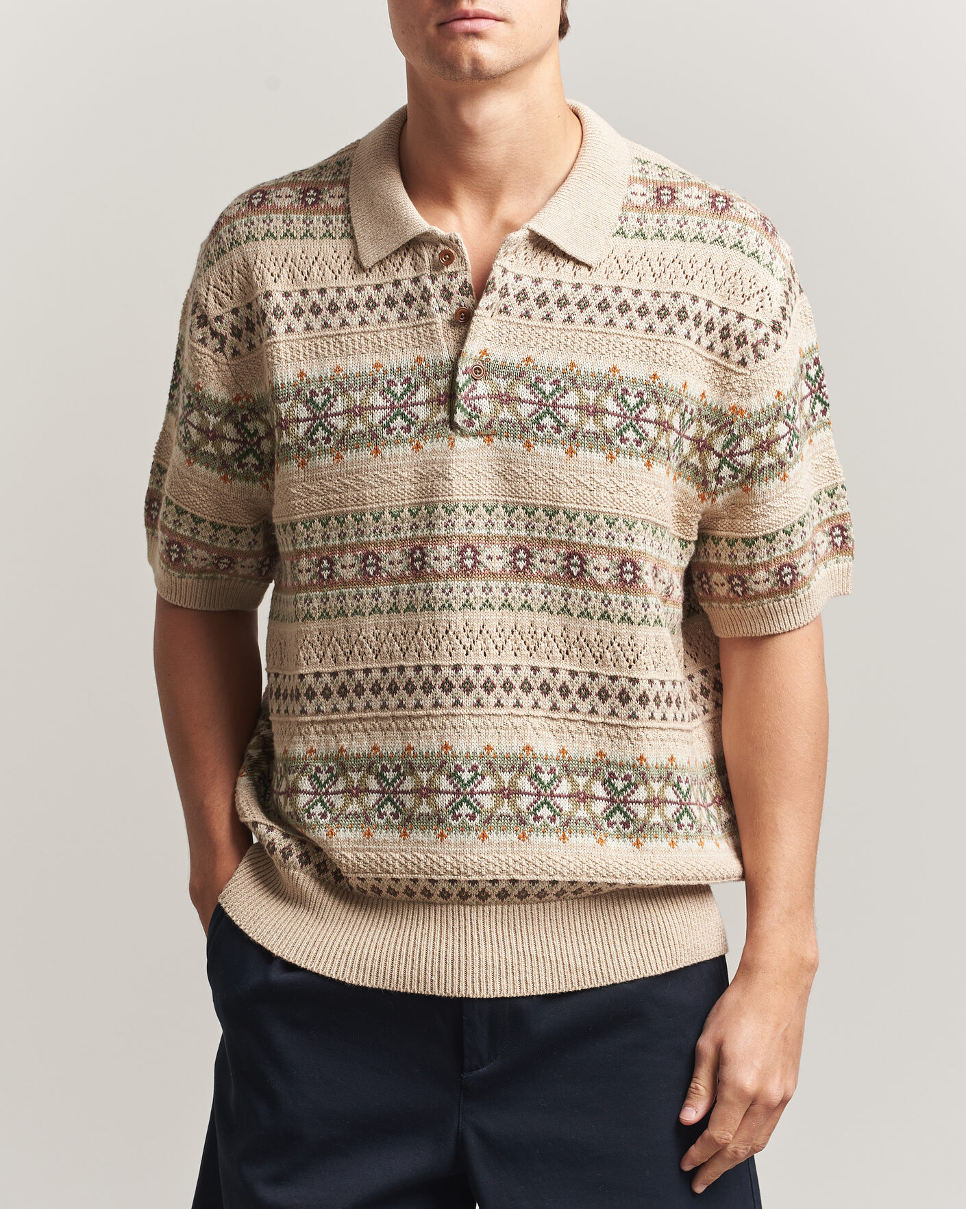 Uomini | Maglieria | Polo Ralph Lauren | Cotton/Linen Fairisle Polo Tan Combo