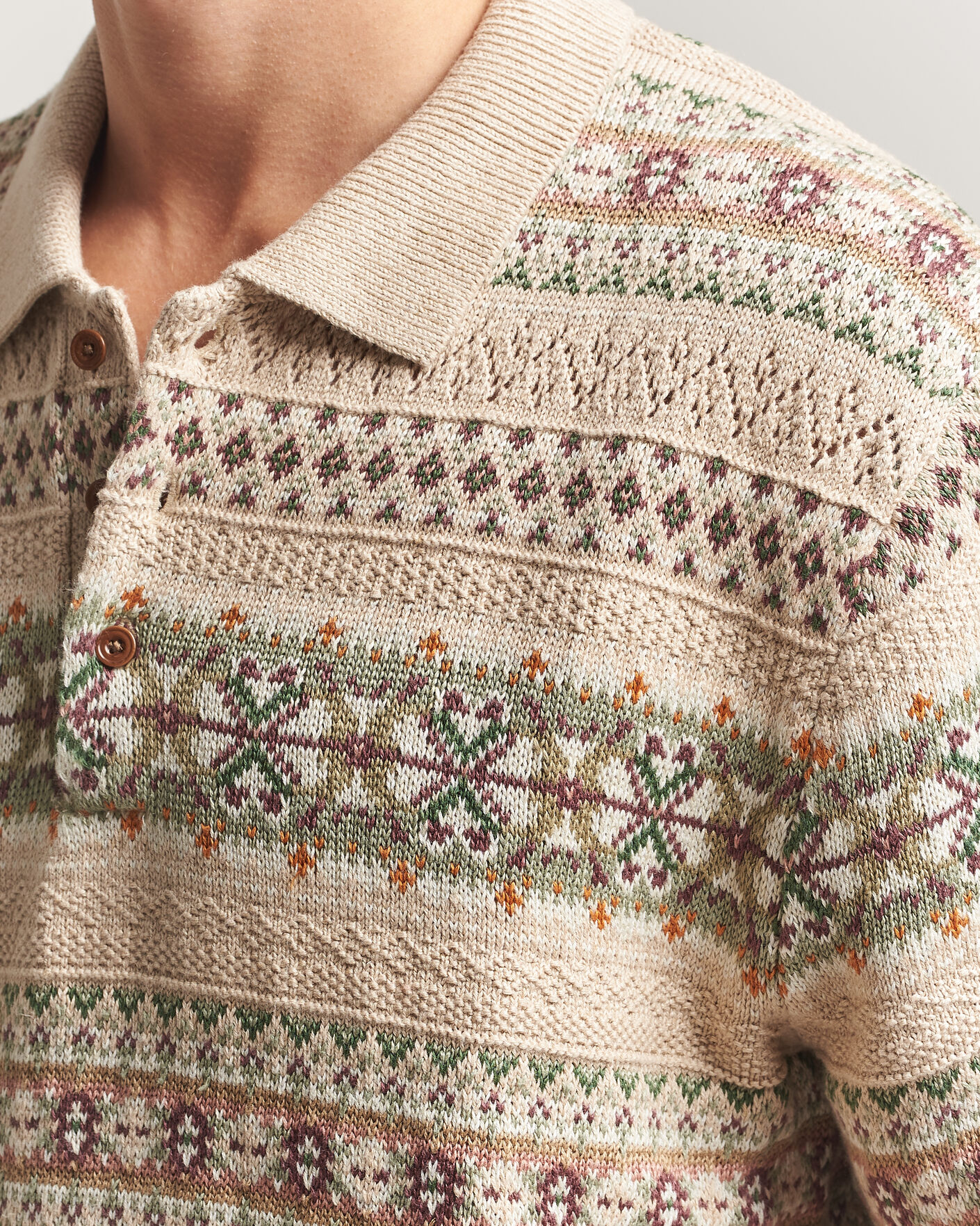 Uomini | Maglieria | Polo Ralph Lauren | Cotton/Linen Fairisle Polo Tan Combo