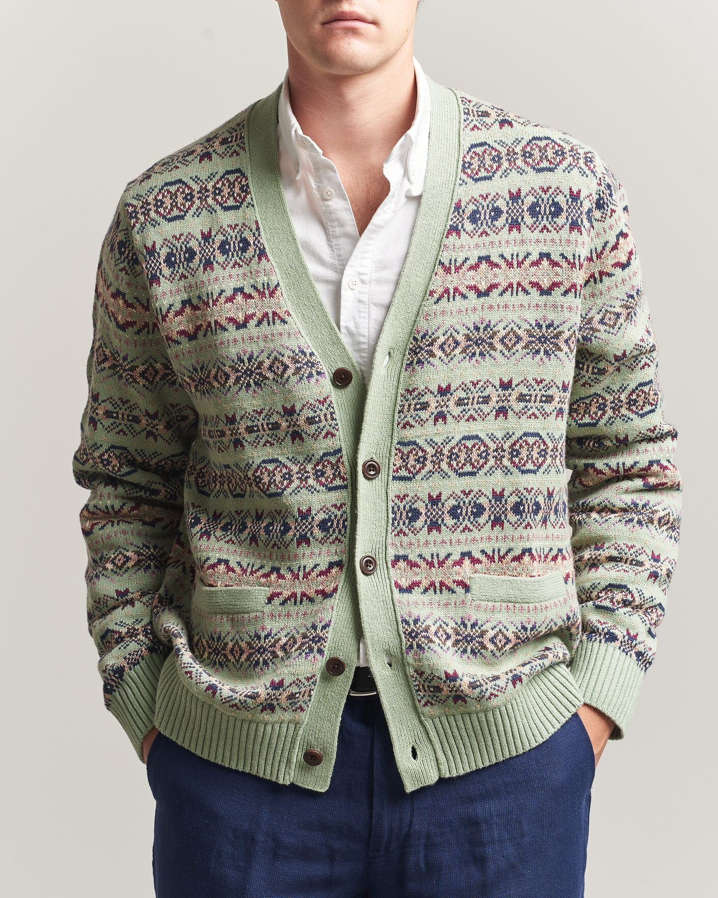 Uomini | Maglieria | Polo Ralph Lauren | Cotton/Linen Fairisle Cardigan Green Combo