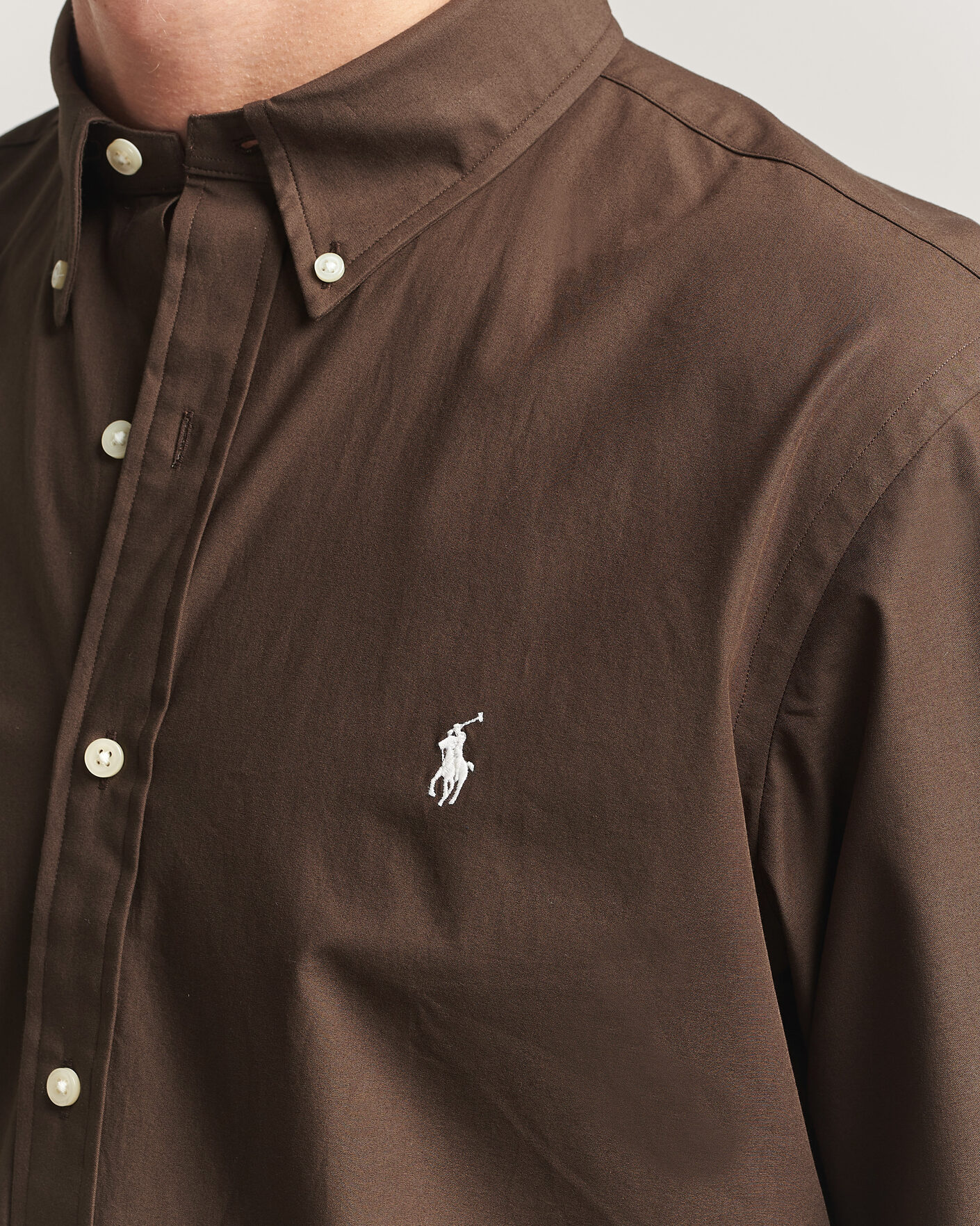 Uomini | Camicie | Polo Ralph Lauren | Custom Fit Poplin Shirt Nutmeg Brown