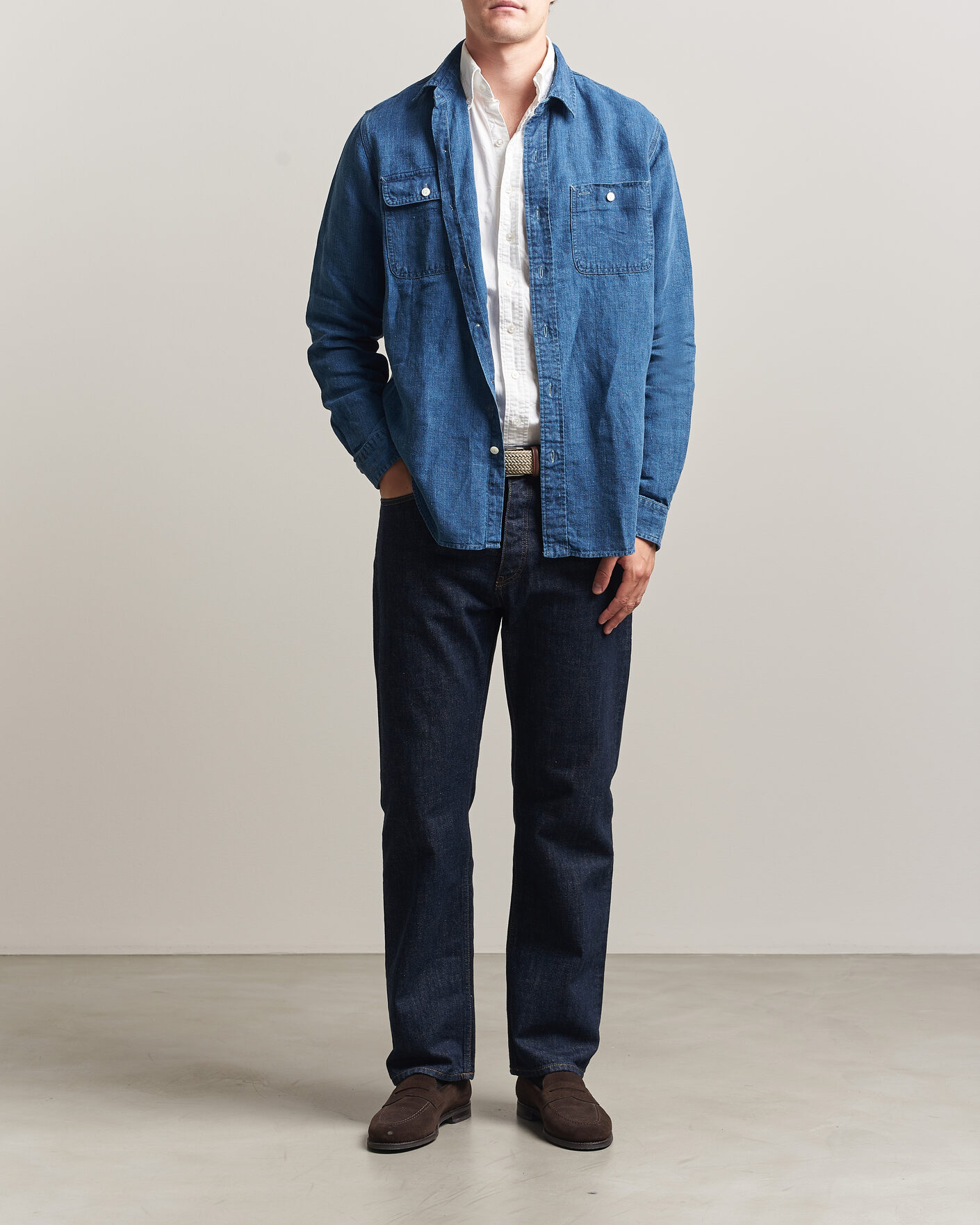 Uomini | Camicie | Polo Ralph Lauren | Indigo/Linen Western Shirt Medium Wash
