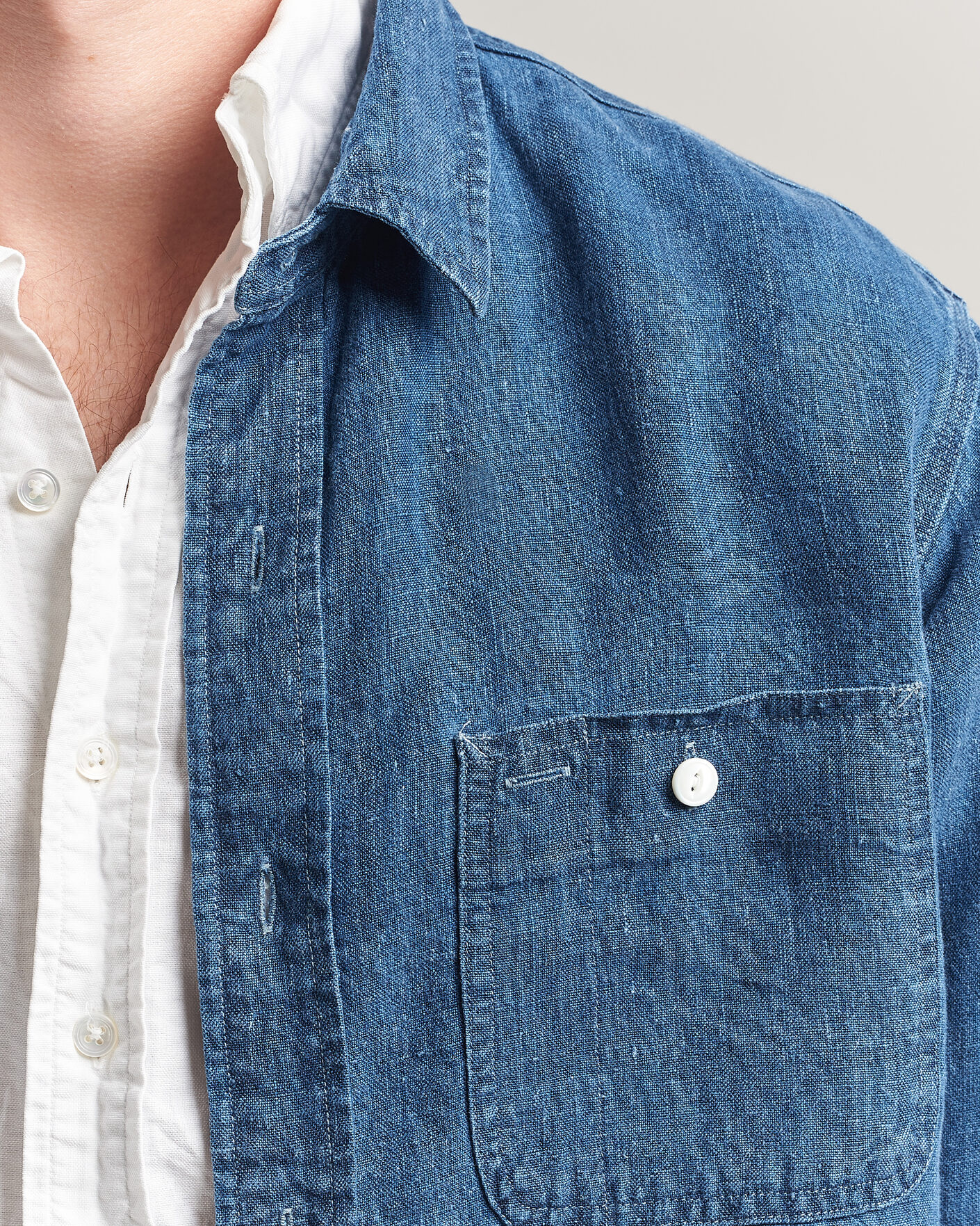 Uomini | Camicie | Polo Ralph Lauren | Indigo/Linen Western Shirt Medium Wash