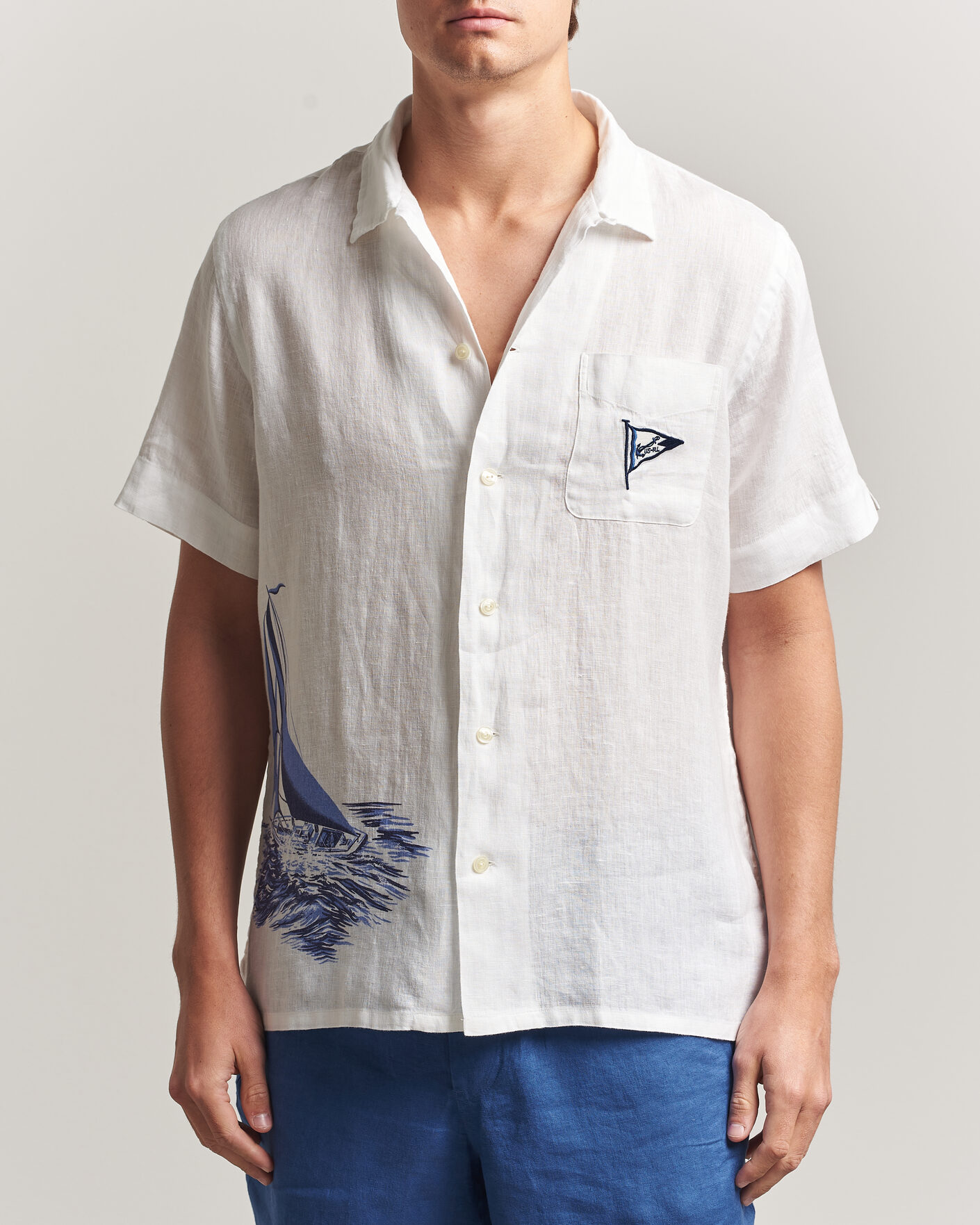 Uomini | Camicie | Polo Ralph Lauren | Linen Camp Shirt Vintage Nautical Sail