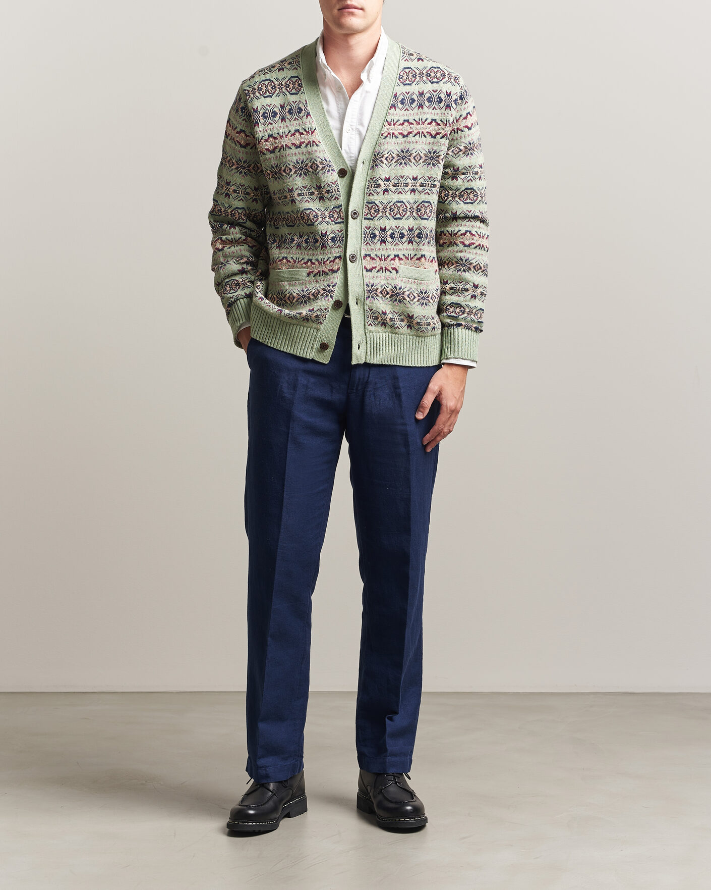 Uomini | Pantaloni | Polo Ralph Lauren | Cotton/Linen Houndstooth Pants Newport Navy