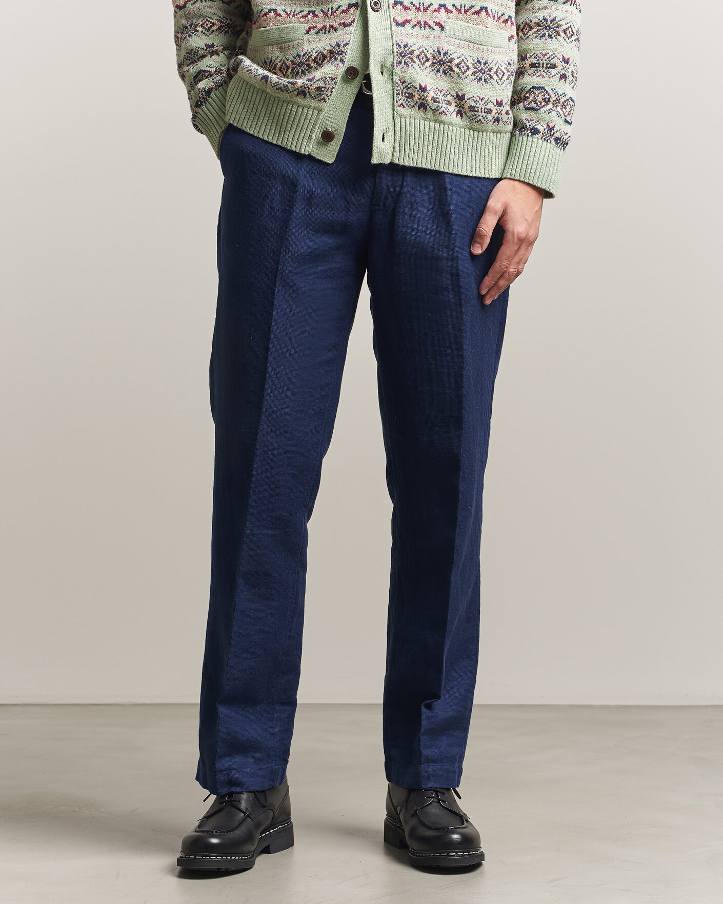 Uomini | Pantaloni | Polo Ralph Lauren | Cotton/Linen Houndstooth Pants Newport Navy