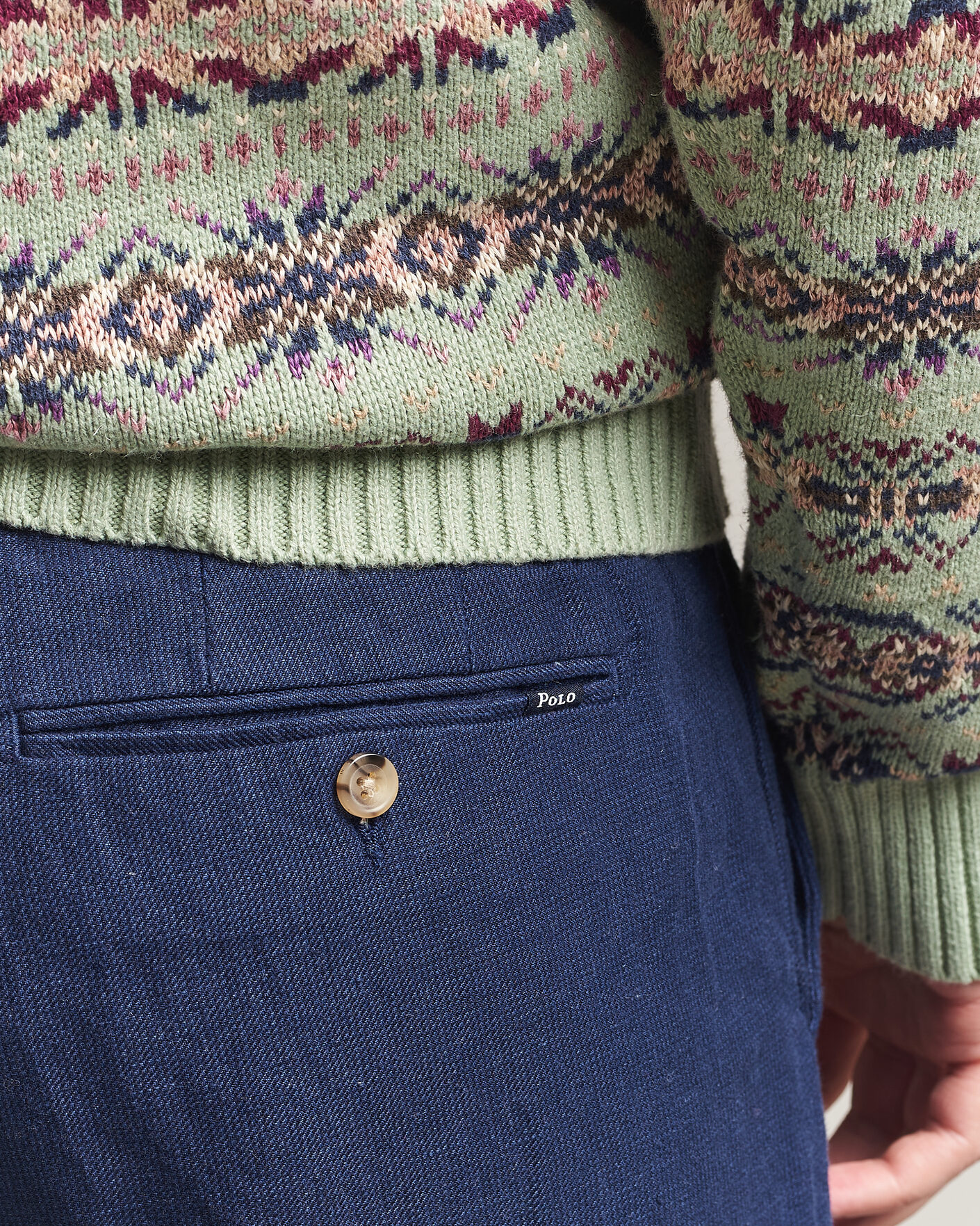 Uomini | Pantaloni | Polo Ralph Lauren | Cotton/Linen Houndstooth Pants Newport Navy