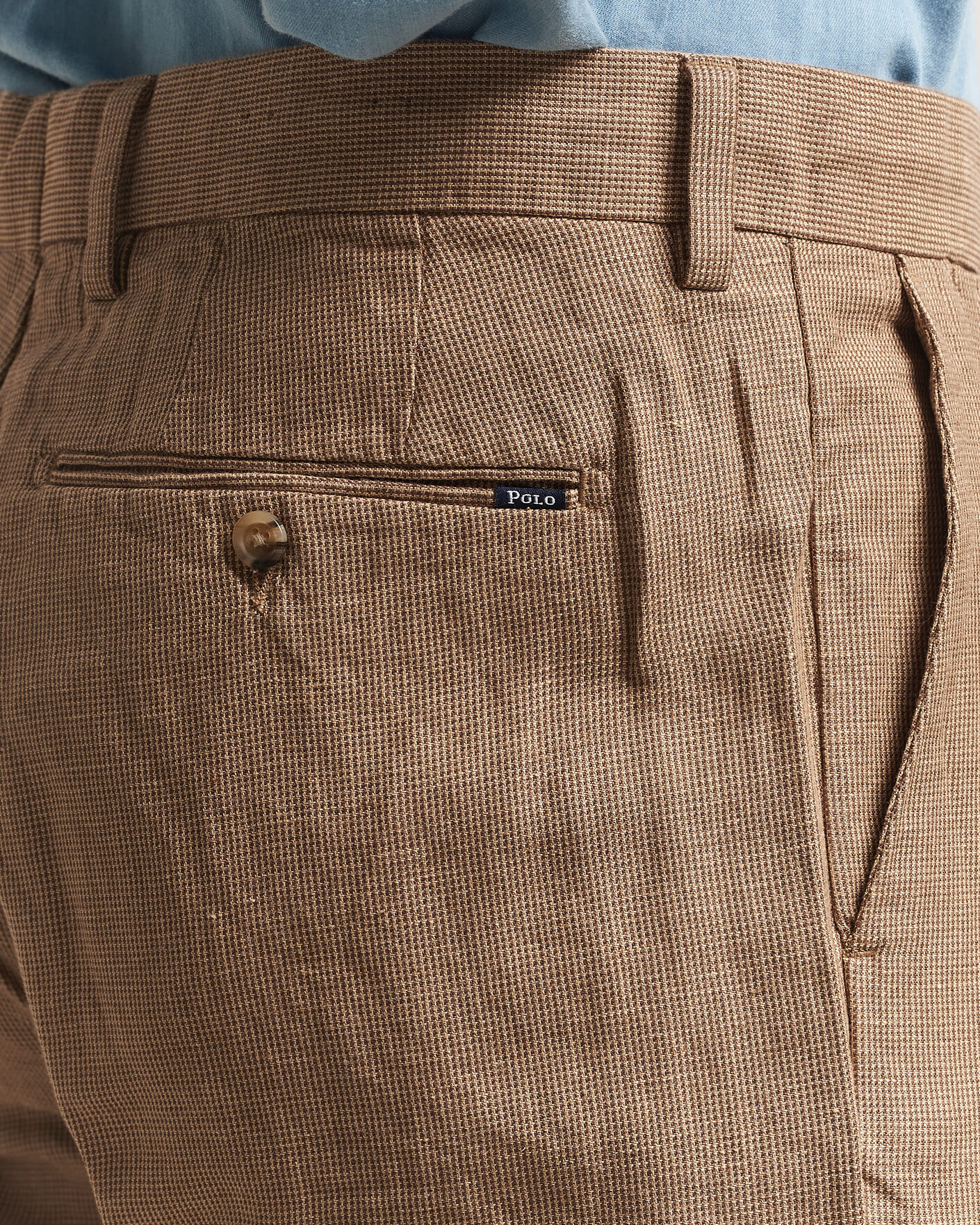 Uomini | Pantaloni | Polo Ralph Lauren | Cotton/Linen Houndstooth Pants Vintage Khaki