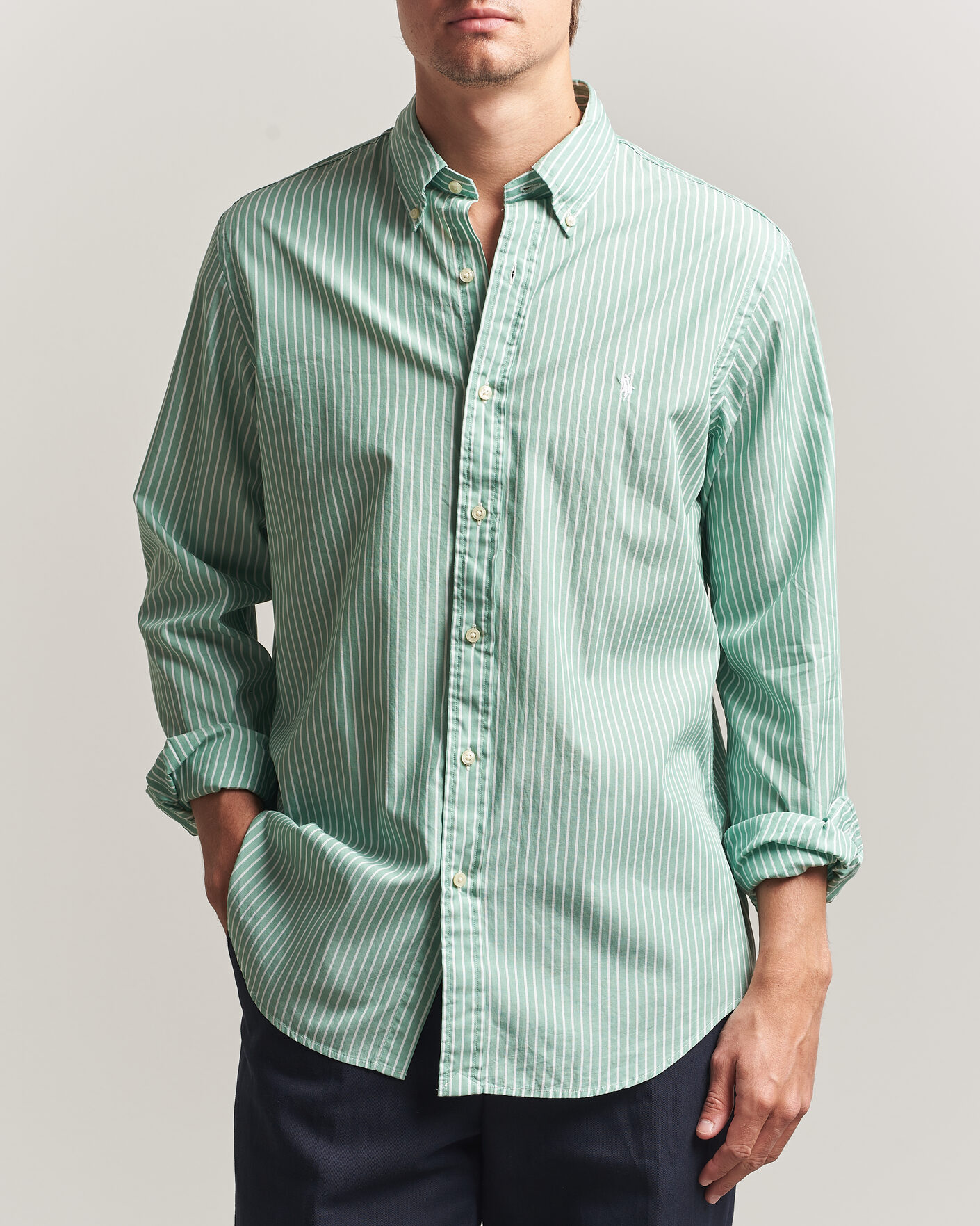 Uomini | Camicie | Polo Ralph Lauren | Custom Fit Stripe Poplin Shirt Faded Mint