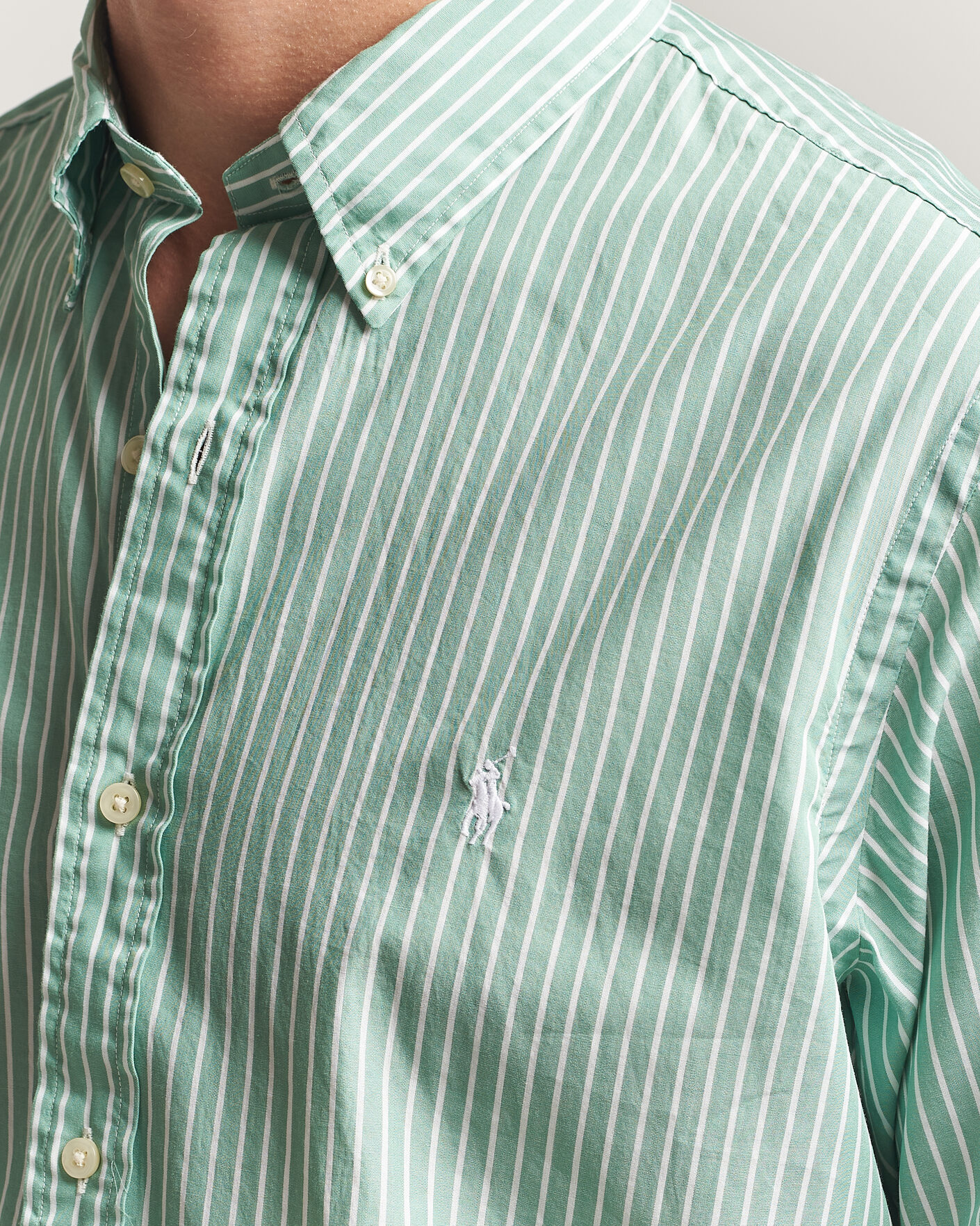 Uomini | Camicie | Polo Ralph Lauren | Custom Fit Stripe Poplin Shirt Faded Mint