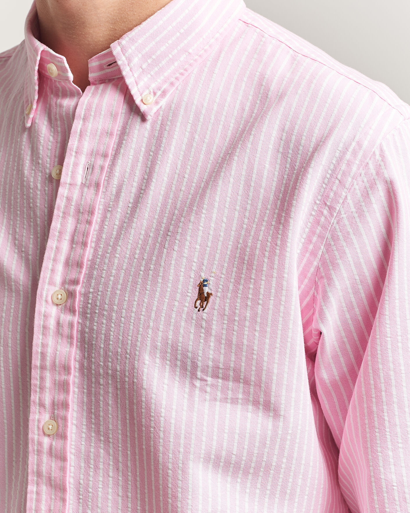 Uomini | Camicie | Polo Ralph Lauren | Custom Fit Seersucker/Oxford Stripe Shirt New Rose