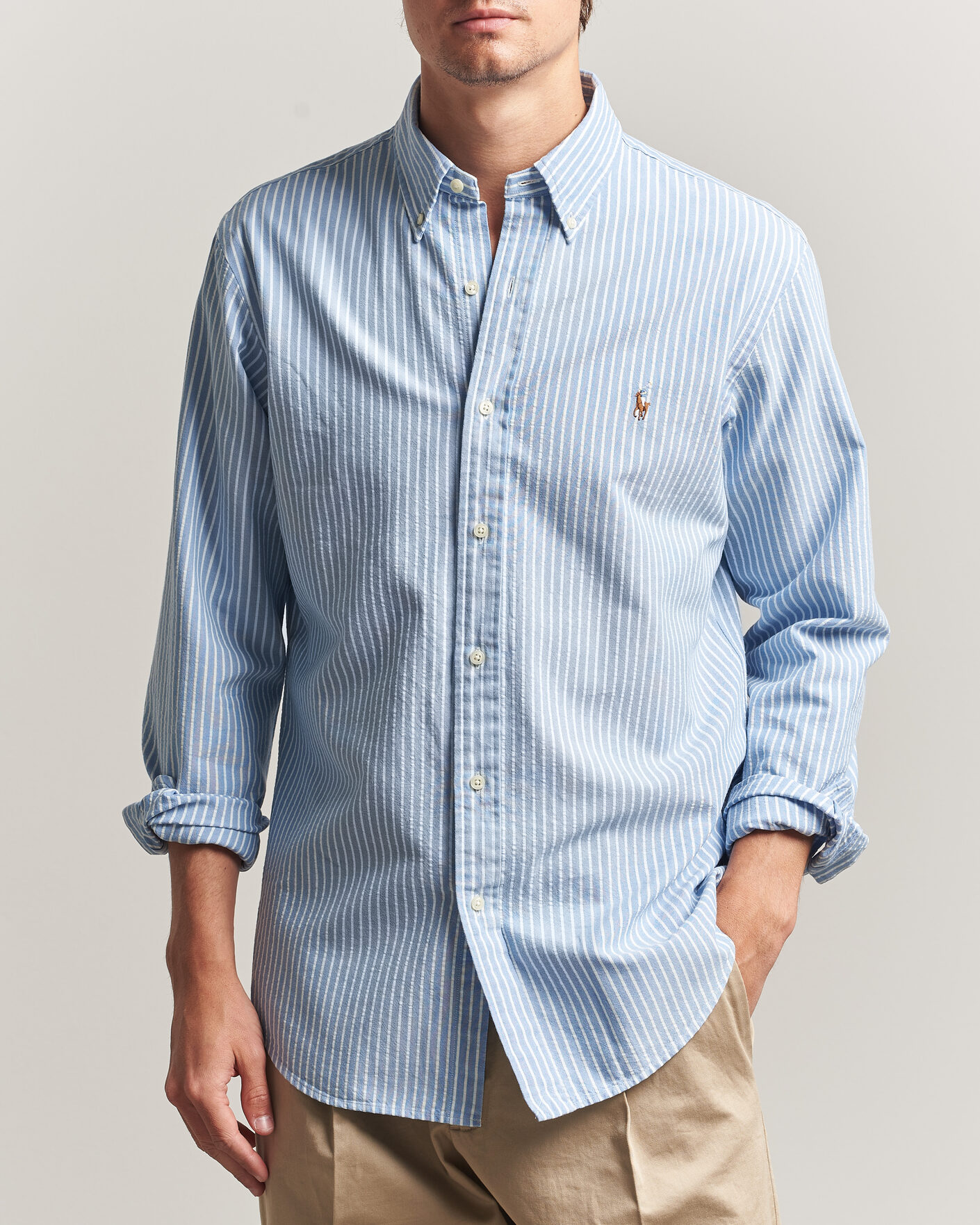 Uomini | Camicie | Polo Ralph Lauren | Custom Fit Seersucker/Oxford Stripe Shirt Blue