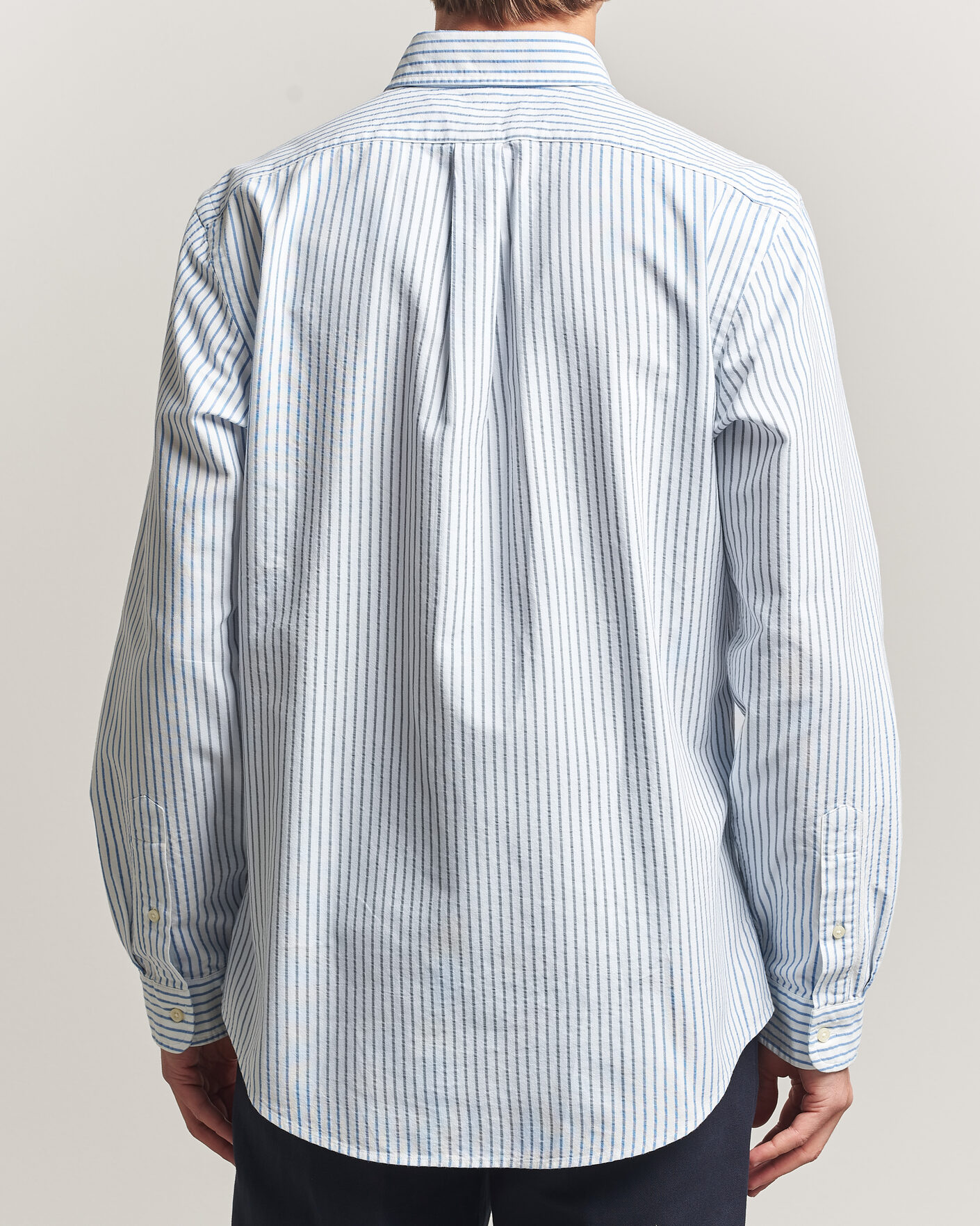 Uomini | Camicie | Polo Ralph Lauren | Custom Fit Seersucker/Oxford Stripe Shirt White/Blue