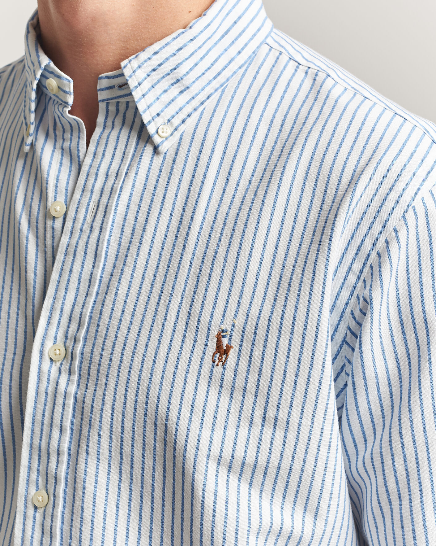 Uomini | Camicie | Polo Ralph Lauren | Custom Fit Seersucker/Oxford Stripe Shirt White/Blue