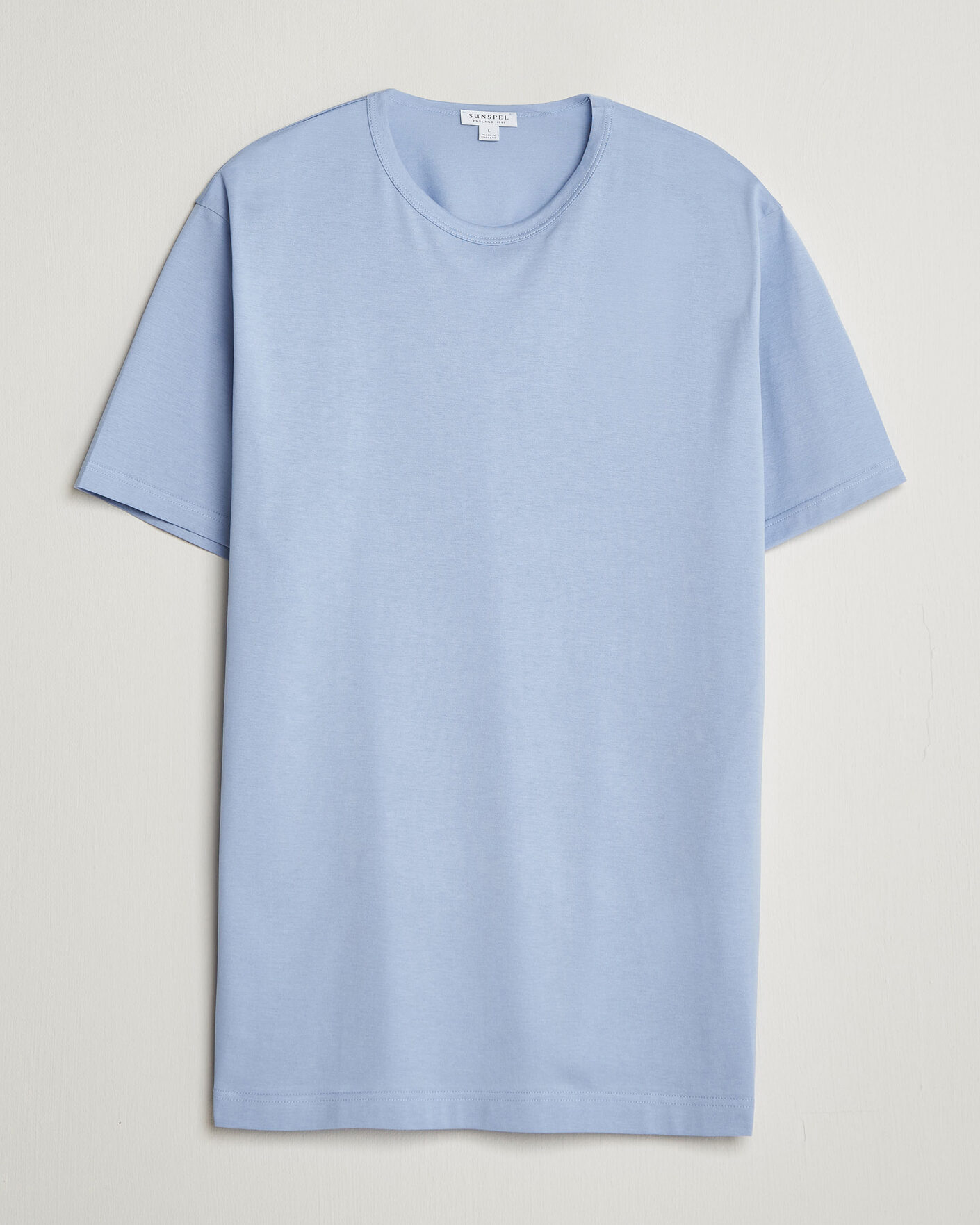 Uomini | T-shirt | Sunspel | Crew Neck Q82 Cotton T-Shirt Sky Blue