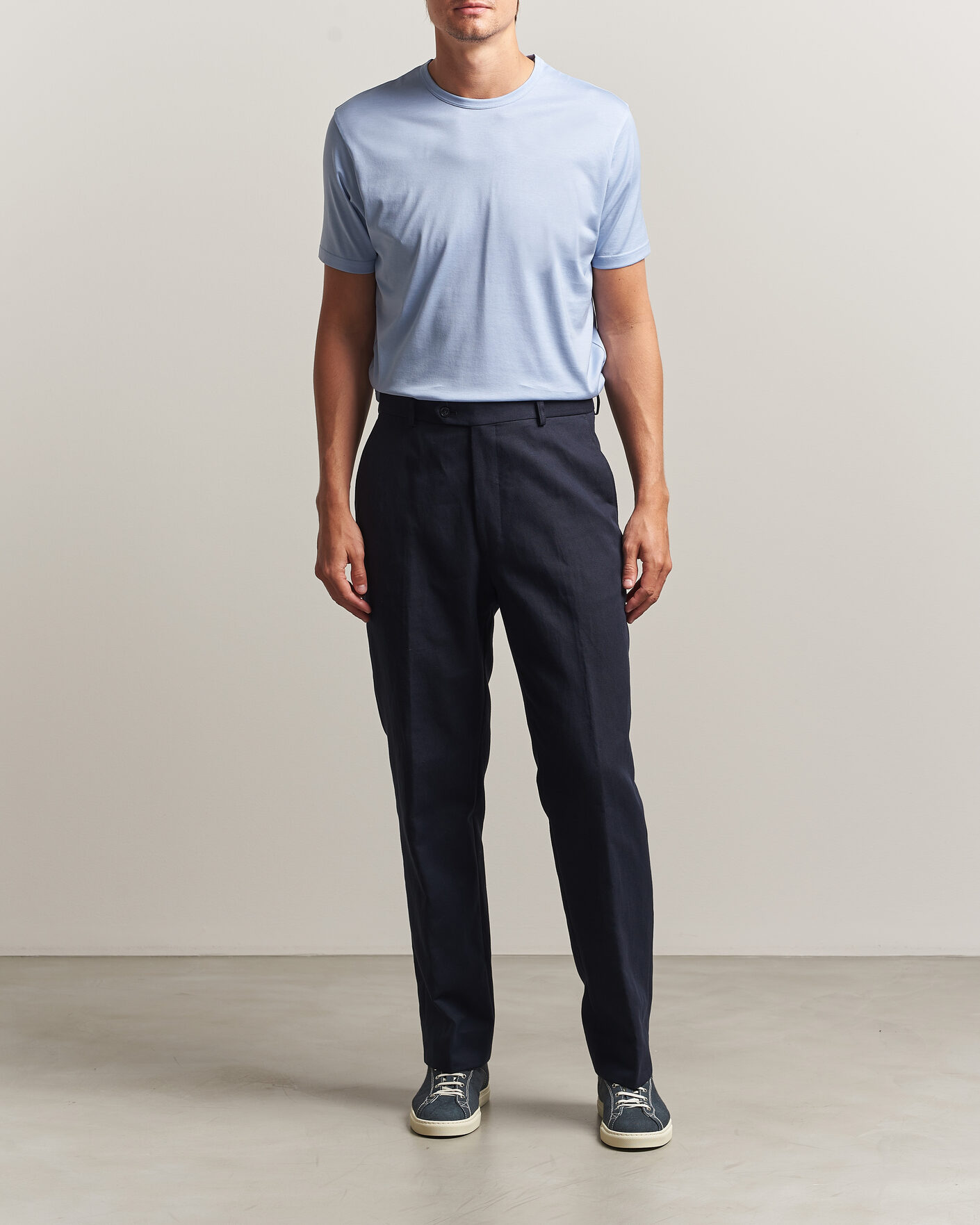 Uomini | T-shirt | Sunspel | Crew Neck Q82 Cotton T-Shirt Sky Blue