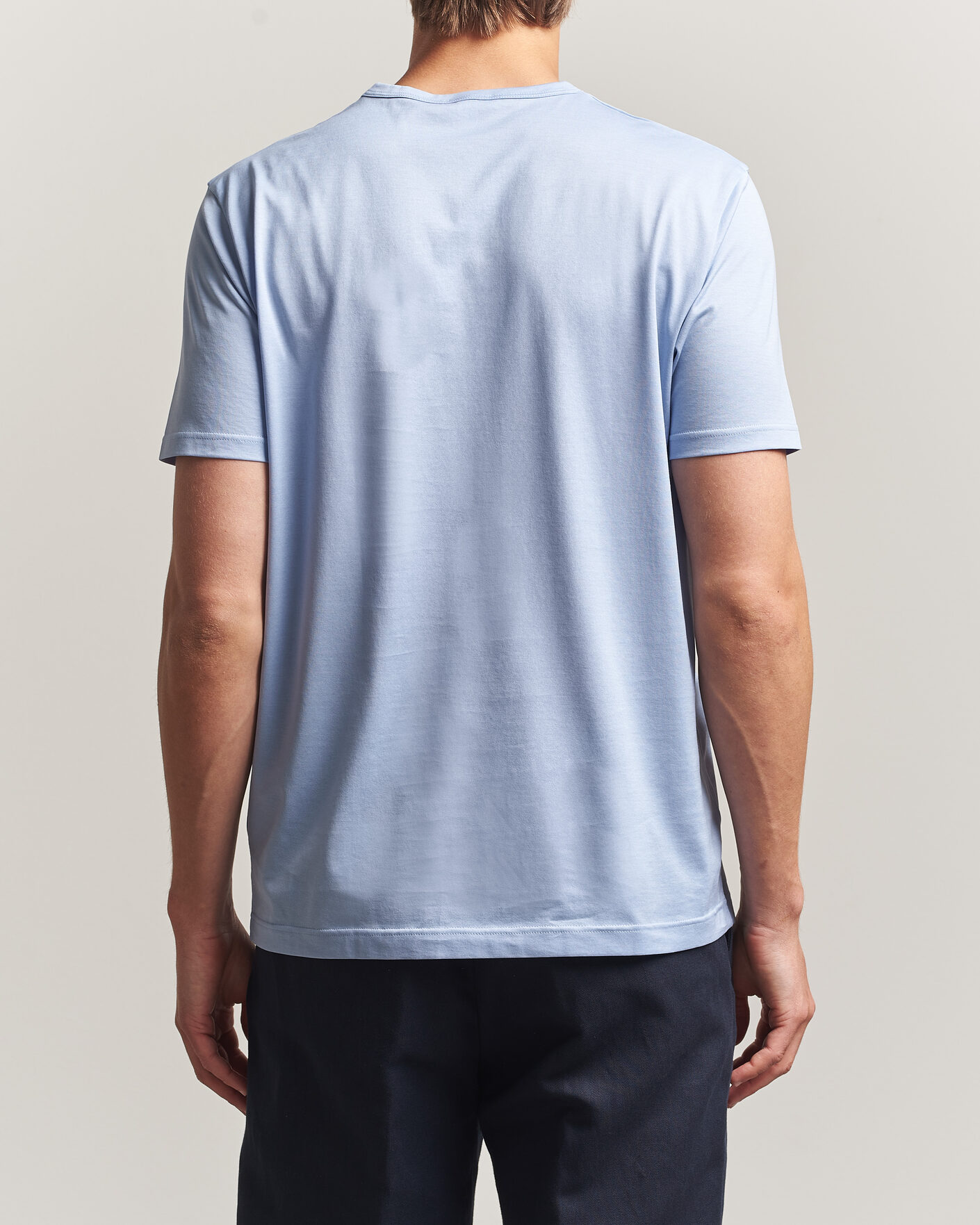 Uomini | T-shirt | Sunspel | Crew Neck Q82 Cotton T-Shirt Sky Blue