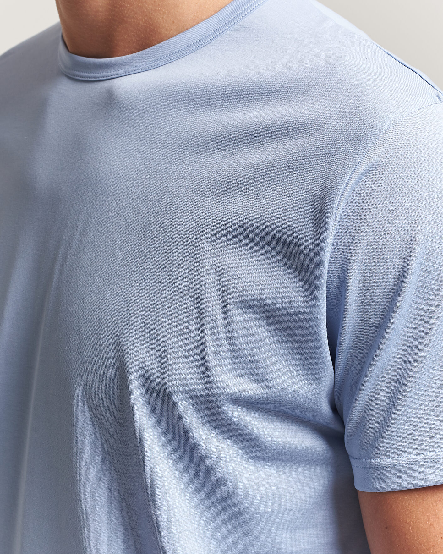 Uomini | T-shirt | Sunspel | Crew Neck Q82 Cotton T-Shirt Sky Blue