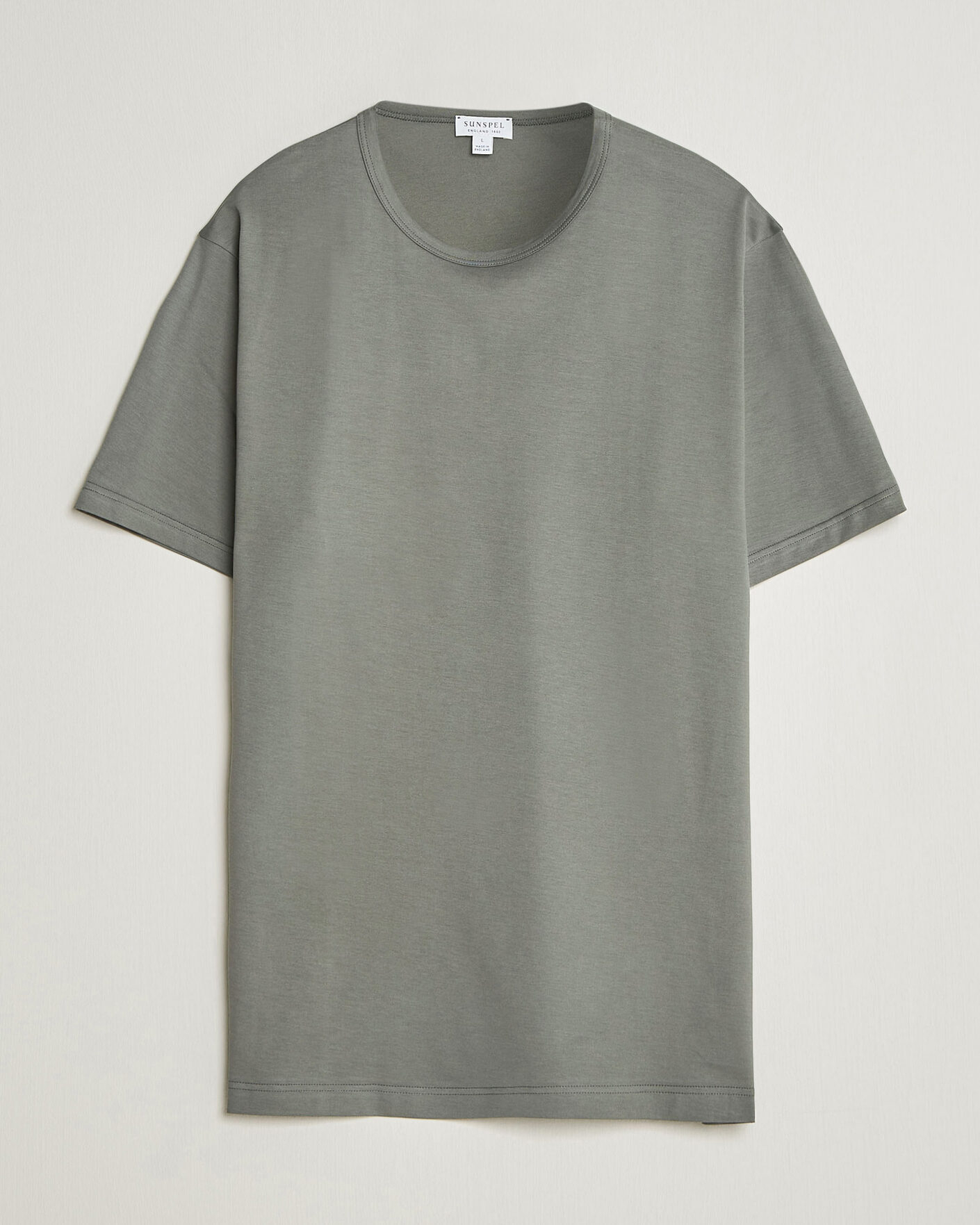 Uomini | T-shirt | Sunspel | Crew Neck Q82 Cotton T-Shirt Fossil Grey