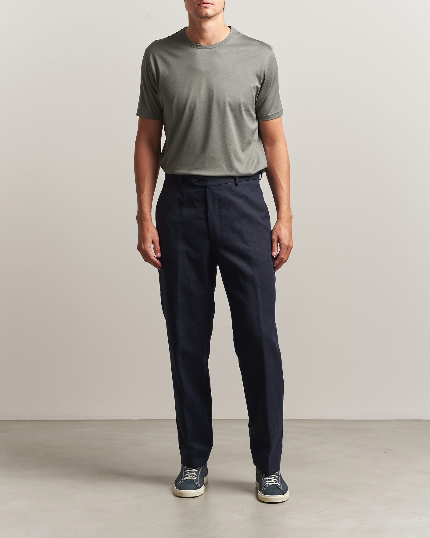 Uomini | T-shirt | Sunspel | Crew Neck Q82 Cotton T-Shirt Fossil Grey