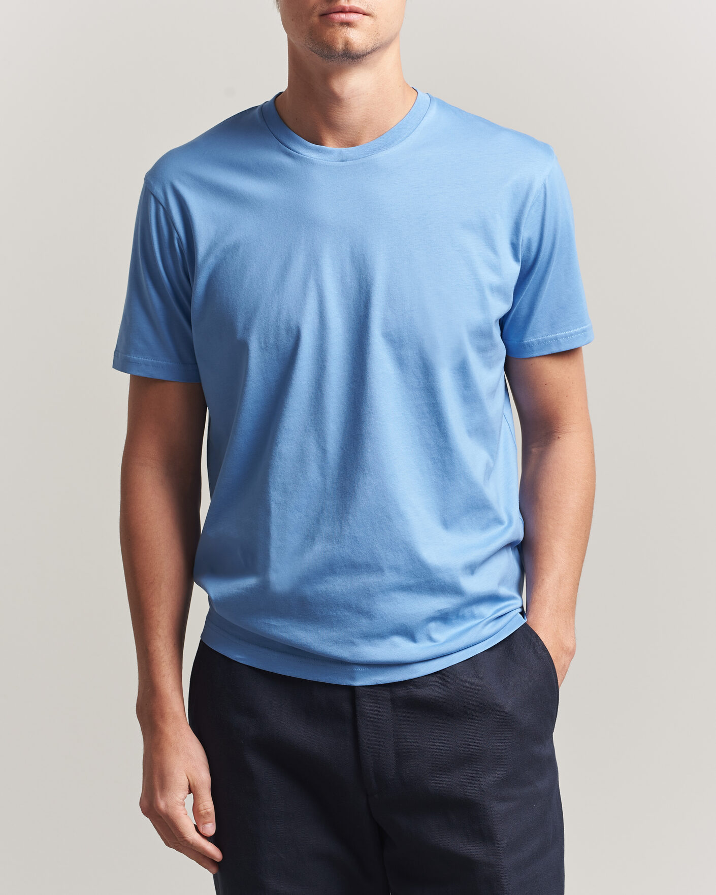 Uomini | T-shirt | Sunspel | Riviera Midweight T-Shirt Azure Blue
