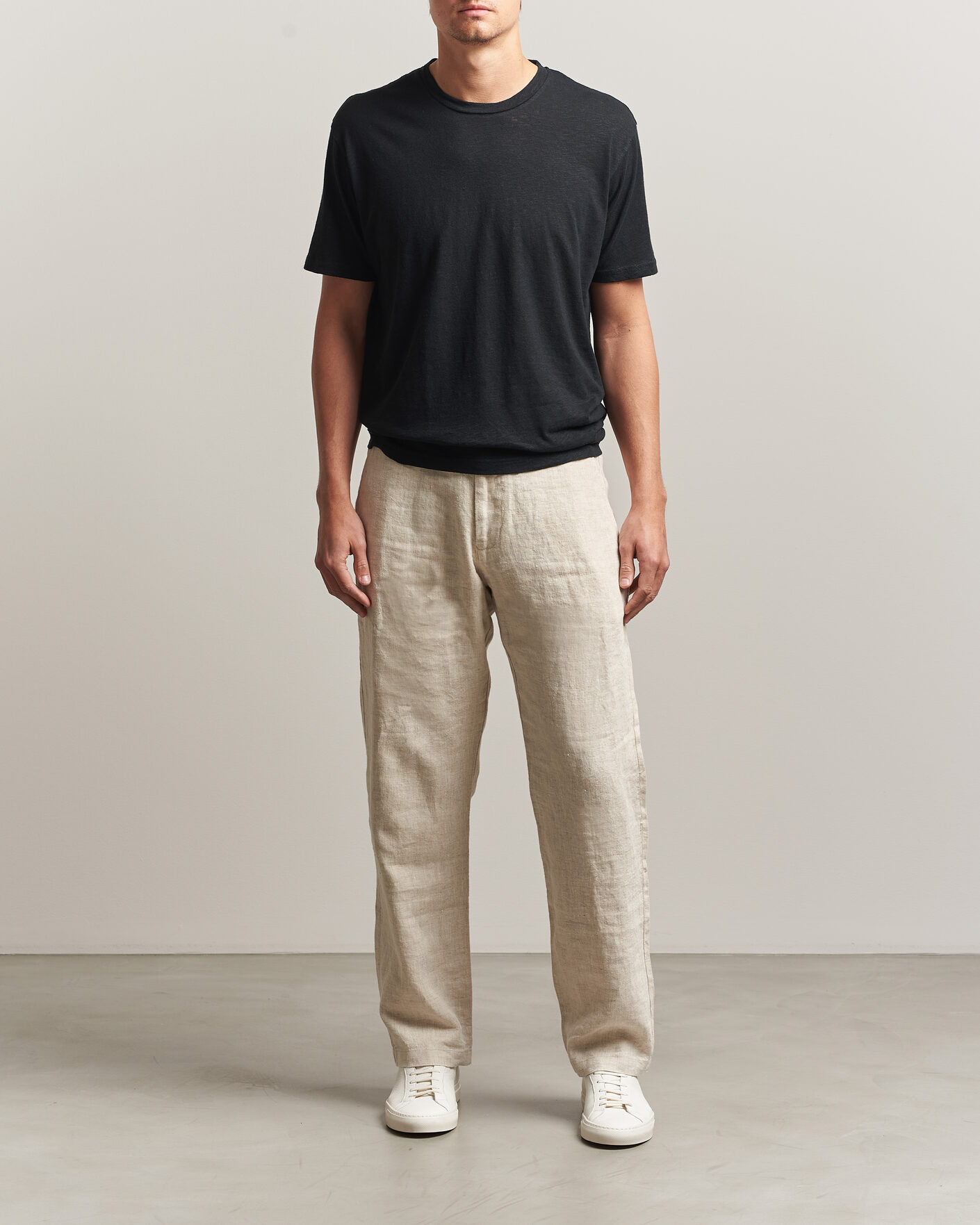 Uomini | T-shirt | Sunspel | Pima Cotton/Linen T-Shirt Black