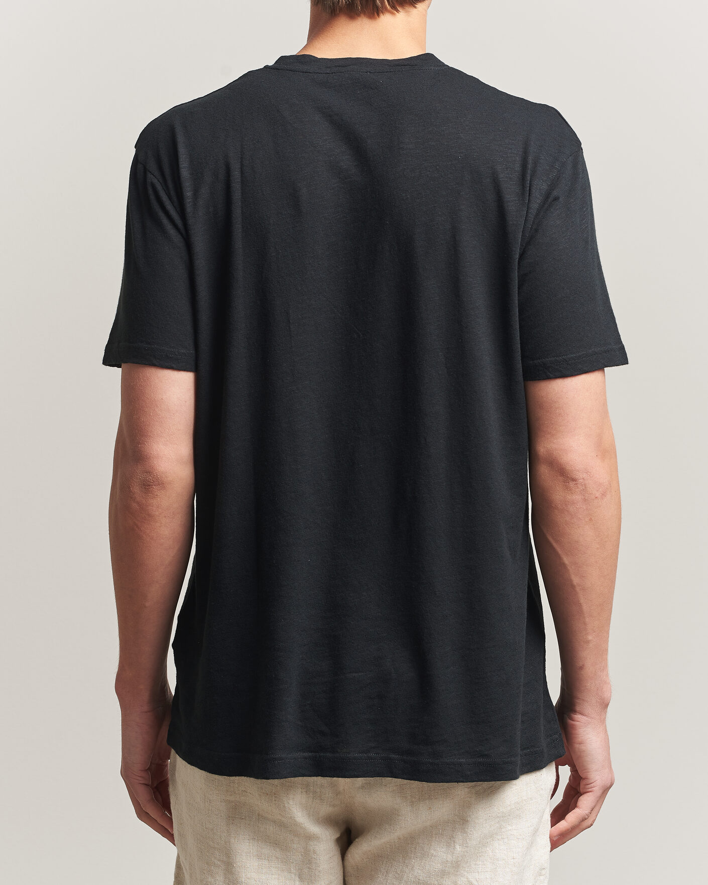 Uomini | T-shirt | Sunspel | Pima Cotton/Linen T-Shirt Black