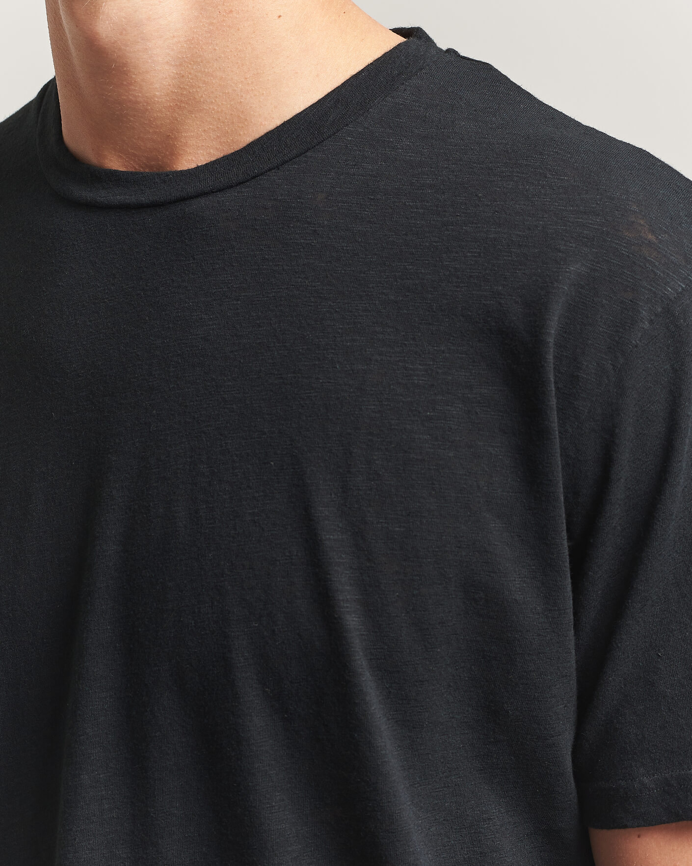 Uomini | T-shirt | Sunspel | Pima Cotton/Linen T-Shirt Black