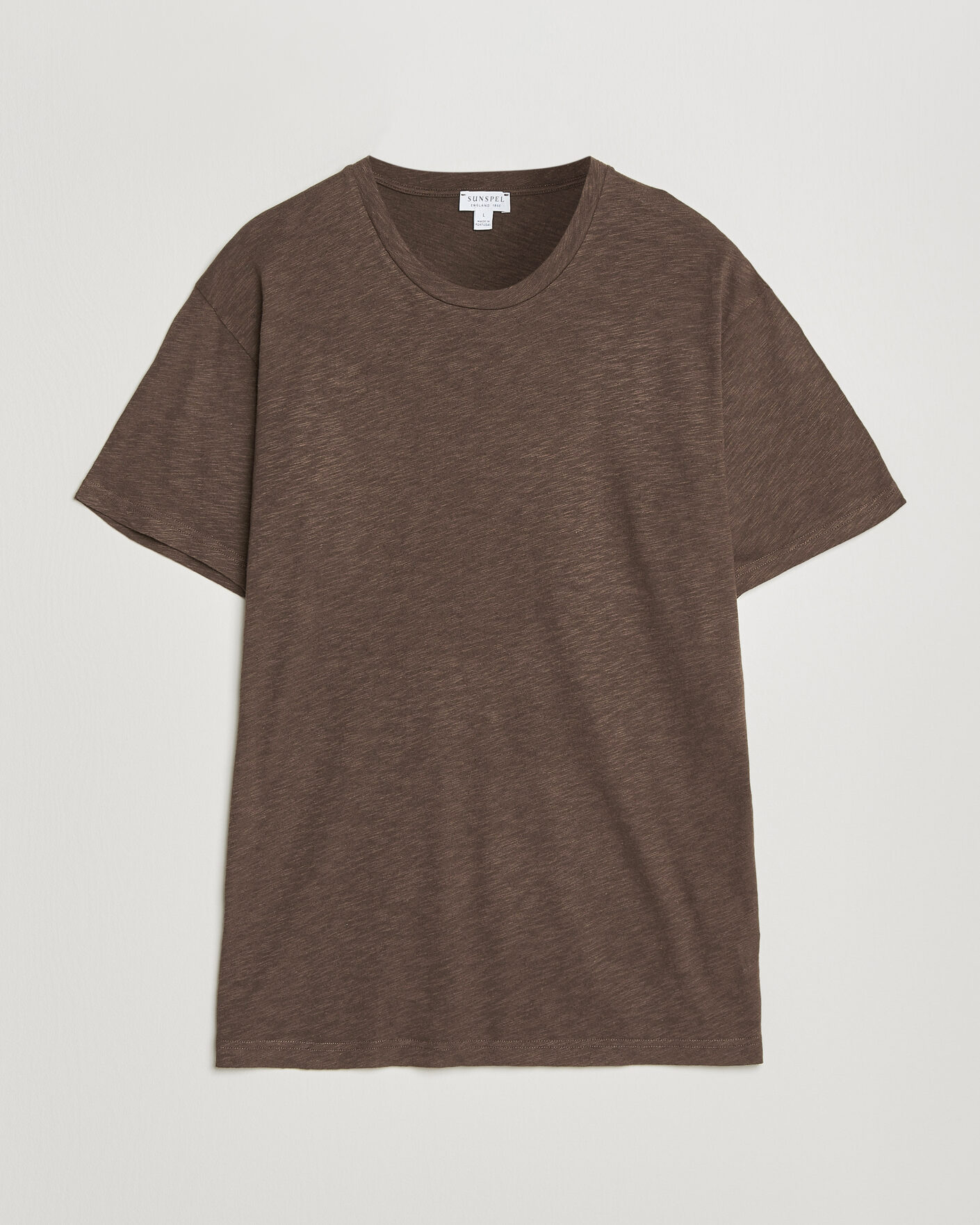 Uomini | T-shirt | Sunspel | Pima Cotton/Linen T-Shirt Dark Walnut