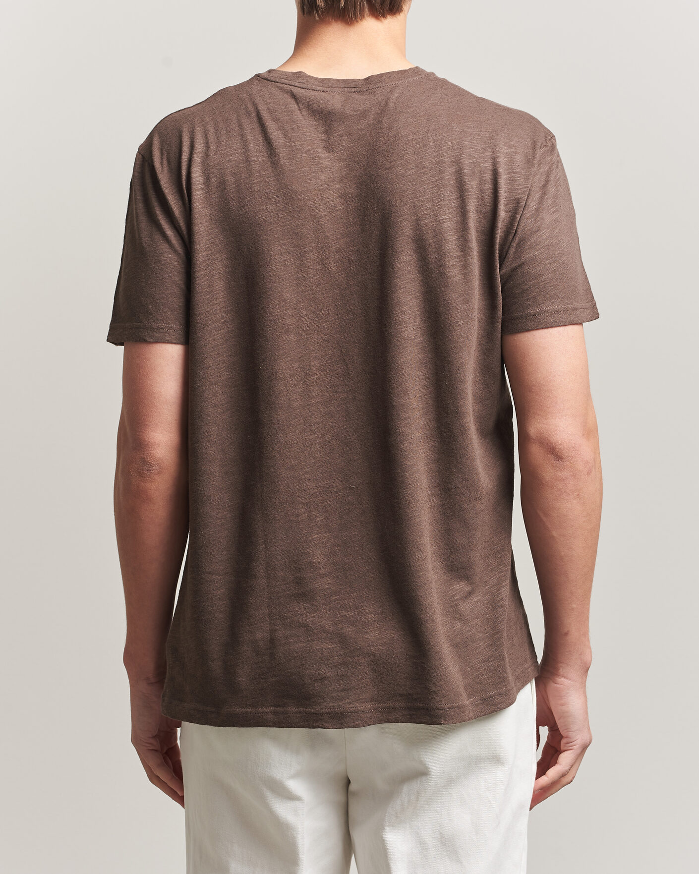Uomini | T-shirt | Sunspel | Pima Cotton/Linen T-Shirt Dark Walnut