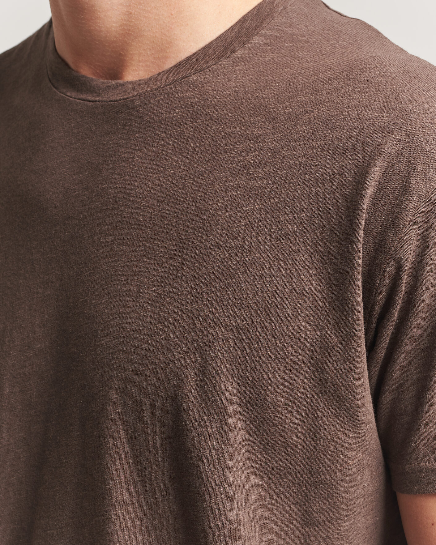 Uomini | T-shirt | Sunspel | Pima Cotton/Linen T-Shirt Dark Walnut