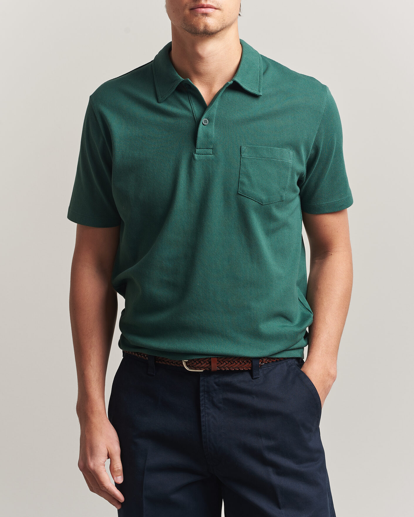 Uomini | Polo | Sunspel | Riviera Polo Shirt Forest Green