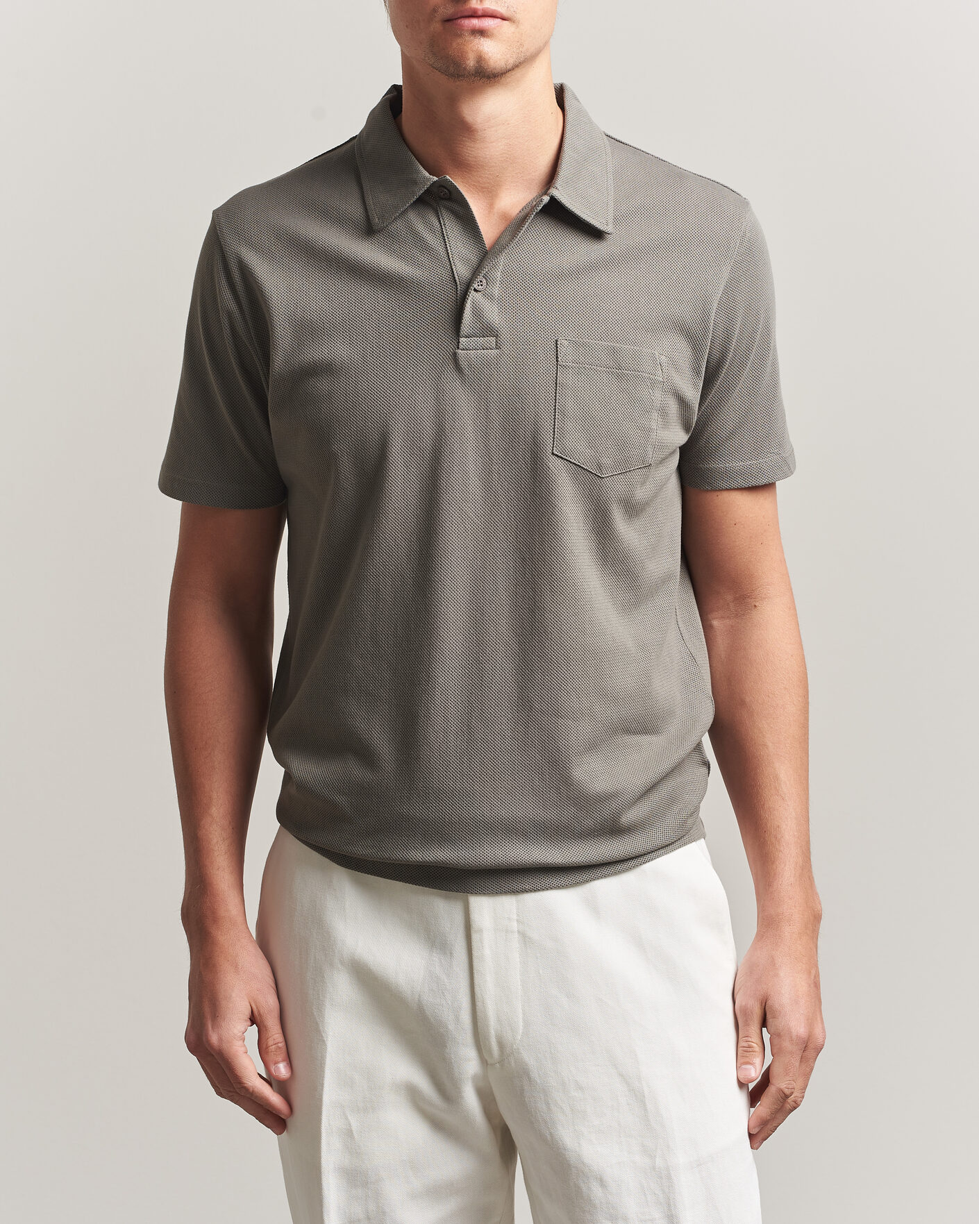Uomini | Polo | Sunspel | Riviera Polo Shirt Fossil Grey