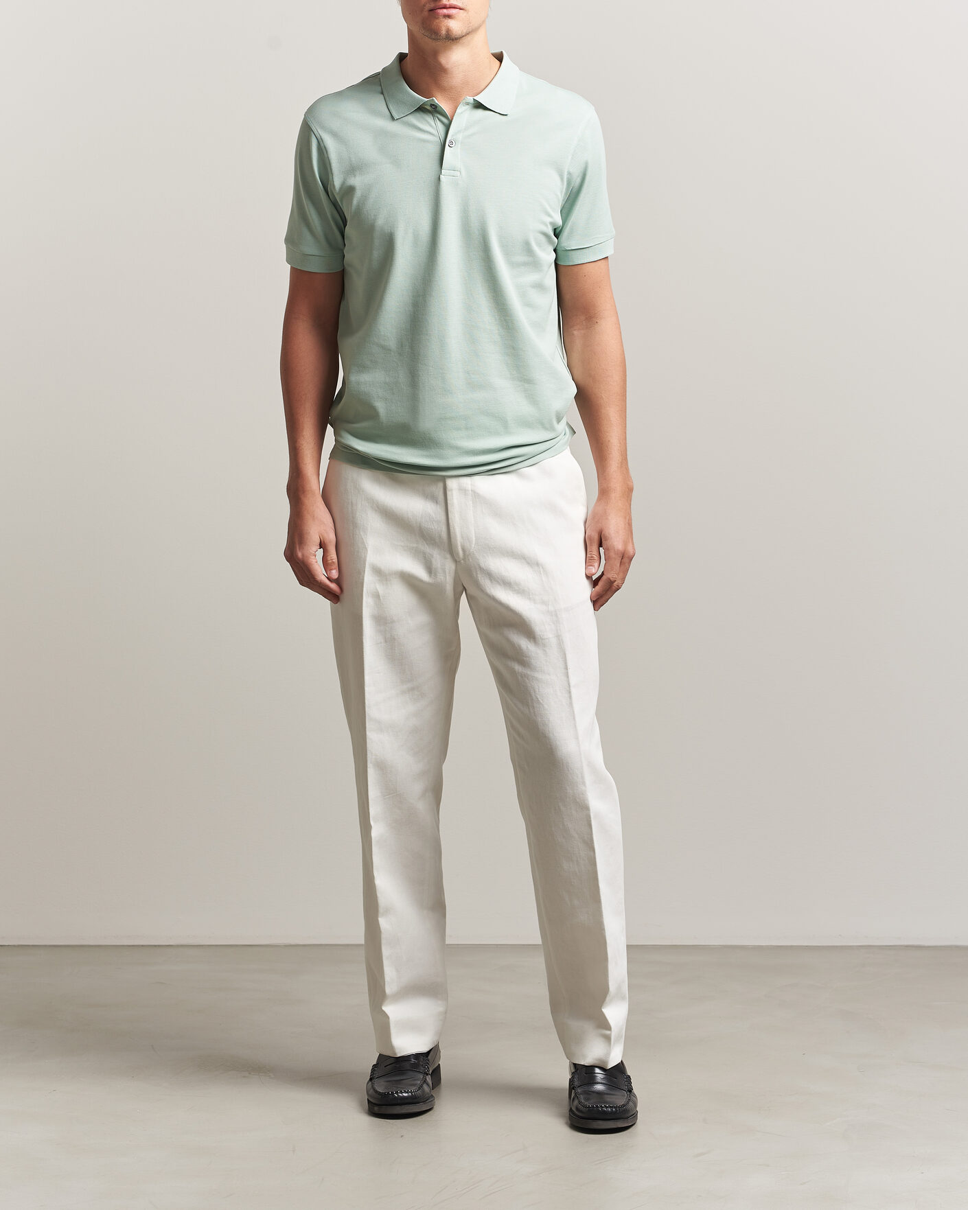 Uomini | Polo | Sunspel | Short Sleeve Pique Polo Laurel Green