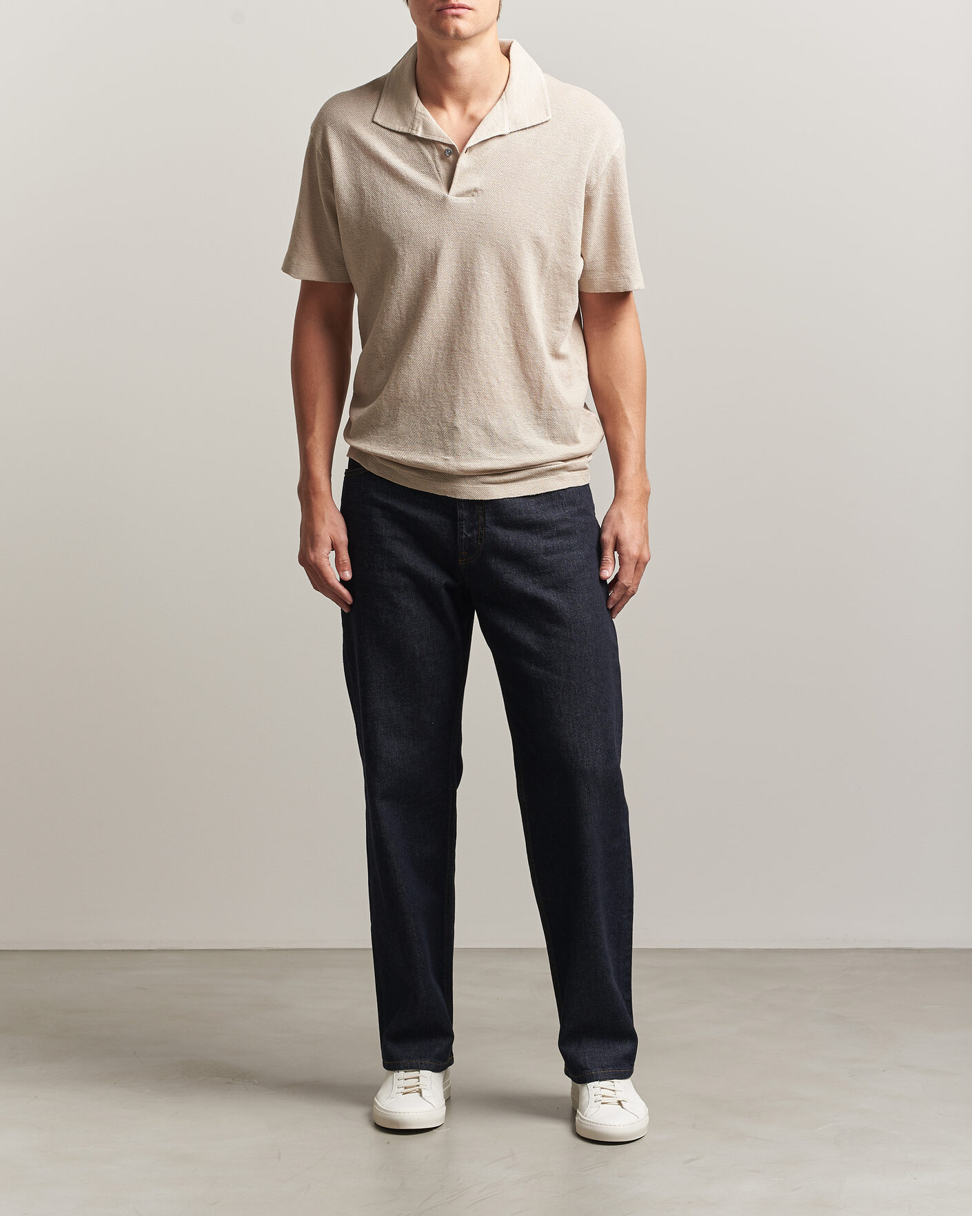 Uomini | Polo | Sunspel | Linen Pique Polo Hazelwood