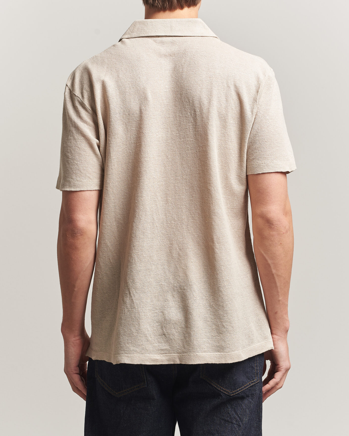 Uomini | Polo | Sunspel | Linen Pique Polo Hazelwood