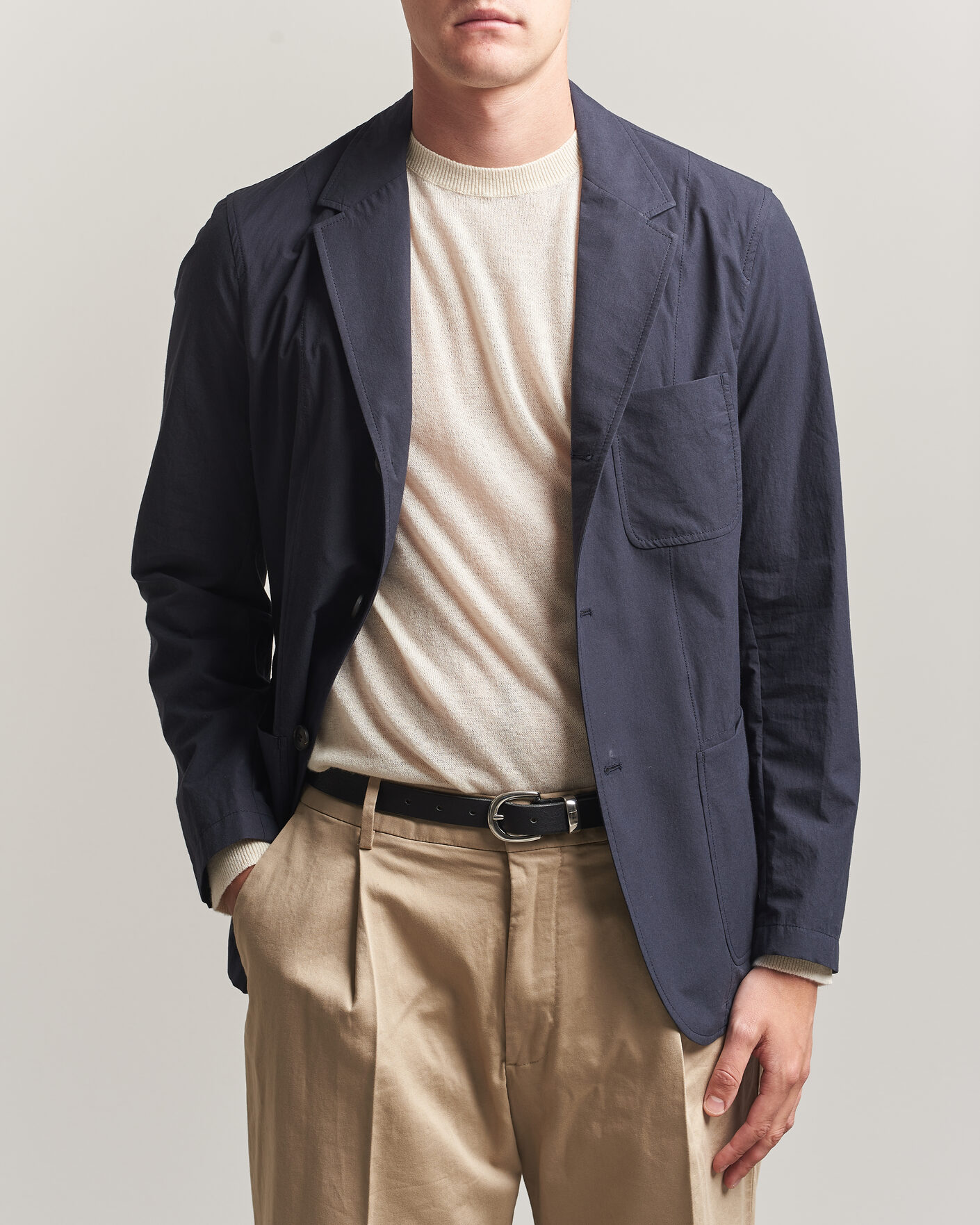 Uomini | Blazers | Sunspel | Lightweight Poplin Jacket Blazer Navy
