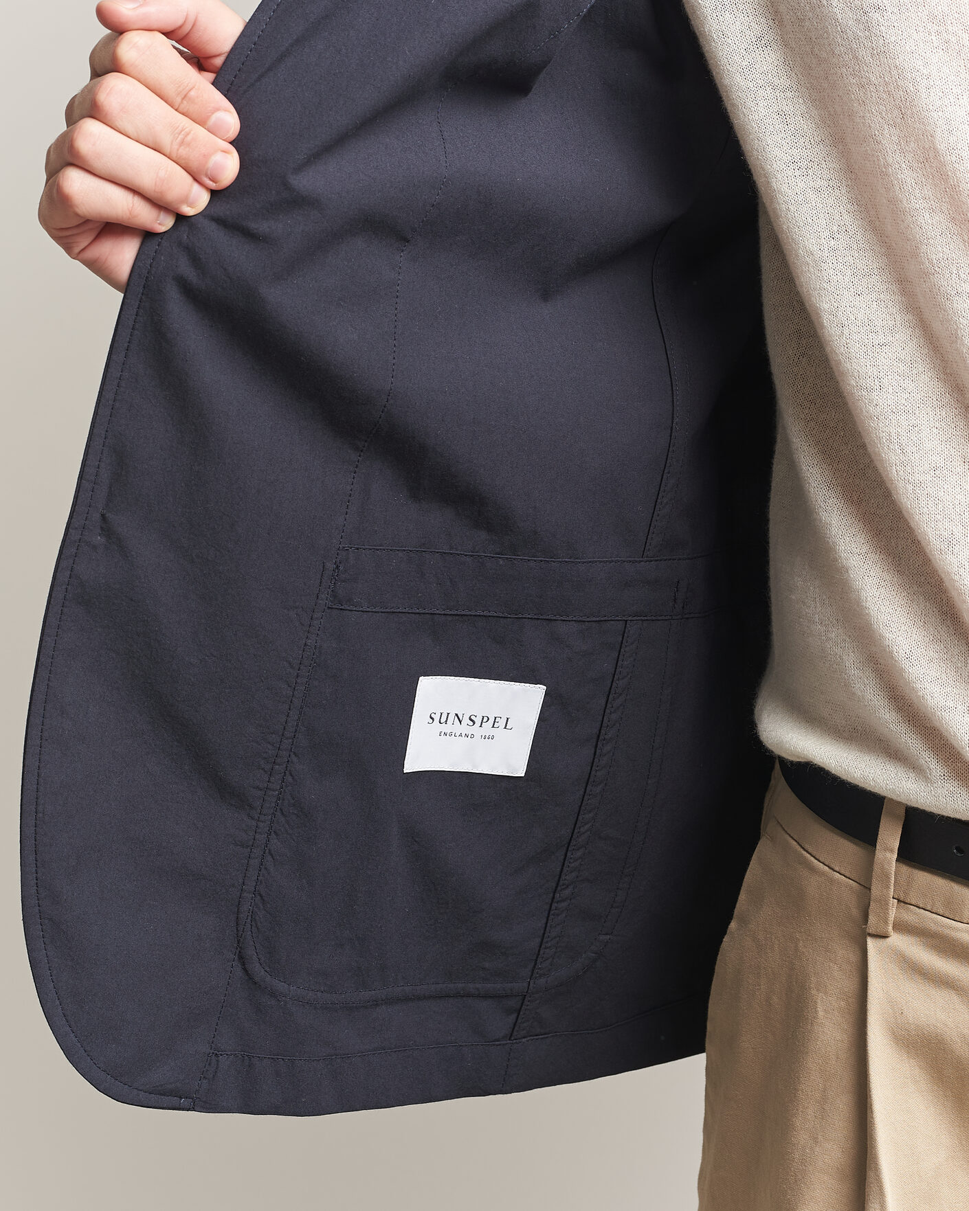 Uomini | Blazers | Sunspel | Lightweight Poplin Jacket Blazer Navy