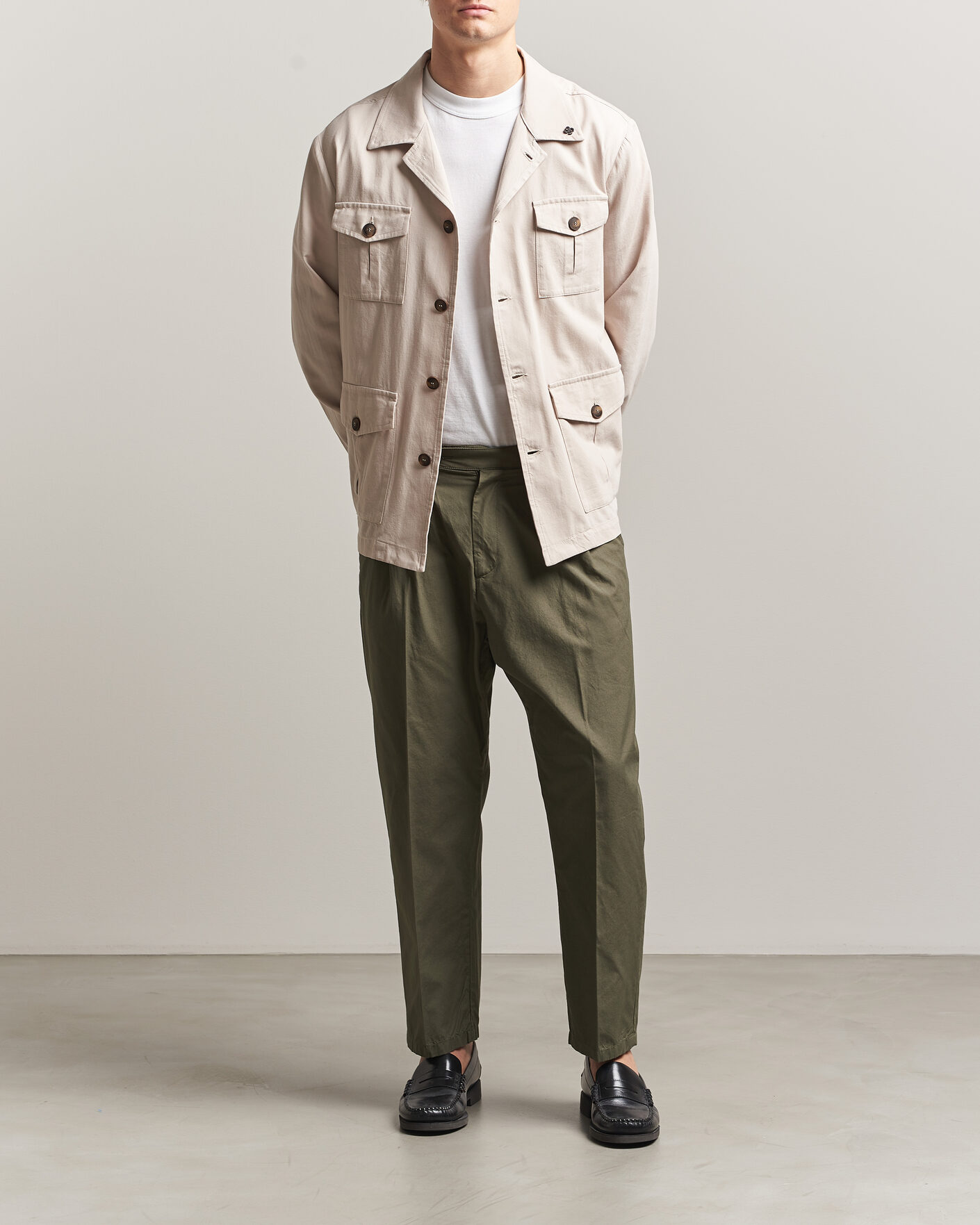 Uomini | Pantaloni | Massimo Alba | Stan Pleated Chinos Military
