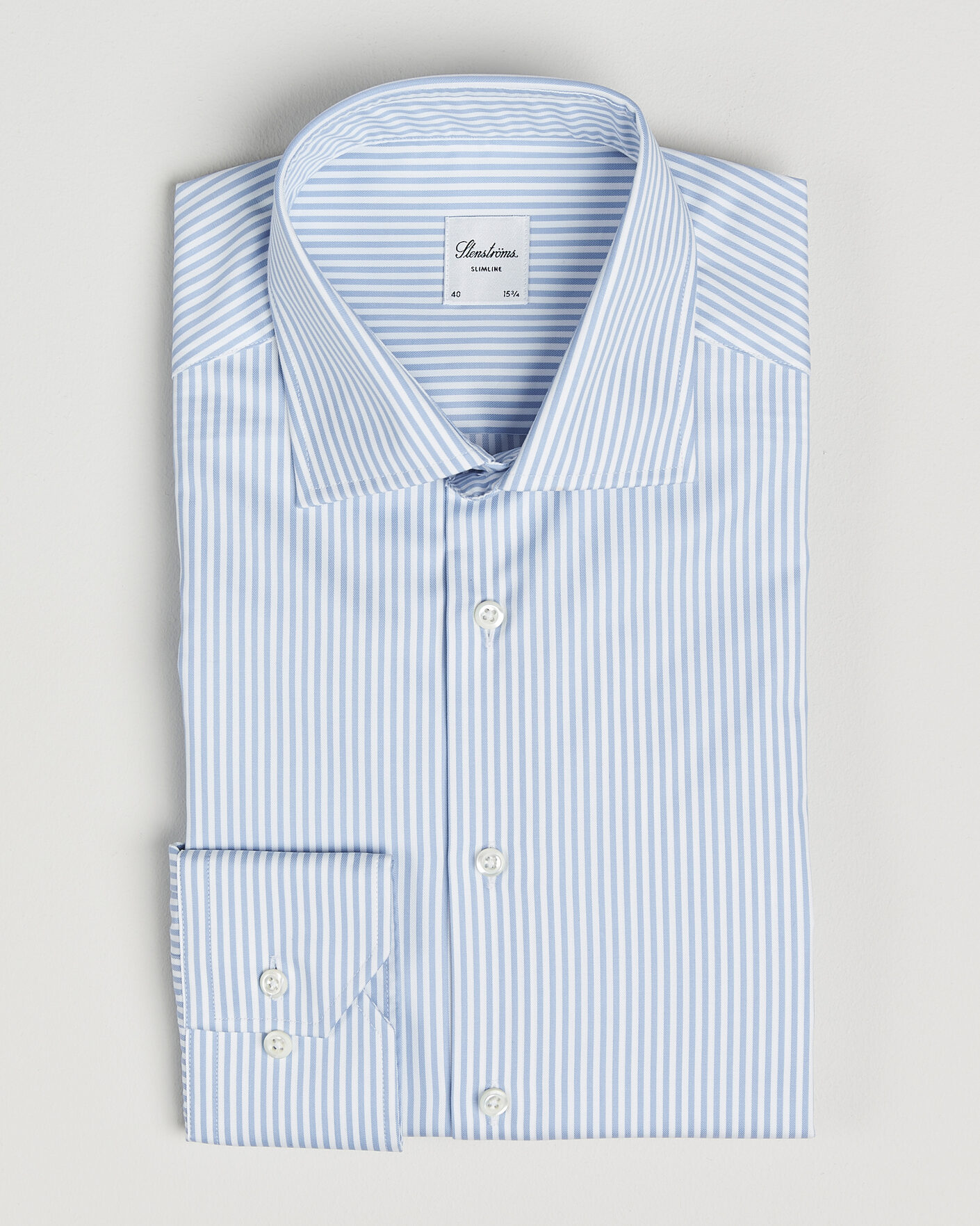 Uomini | Camicie | Stenströms | Slimline Stripe Cut Away Shirt Light Blue