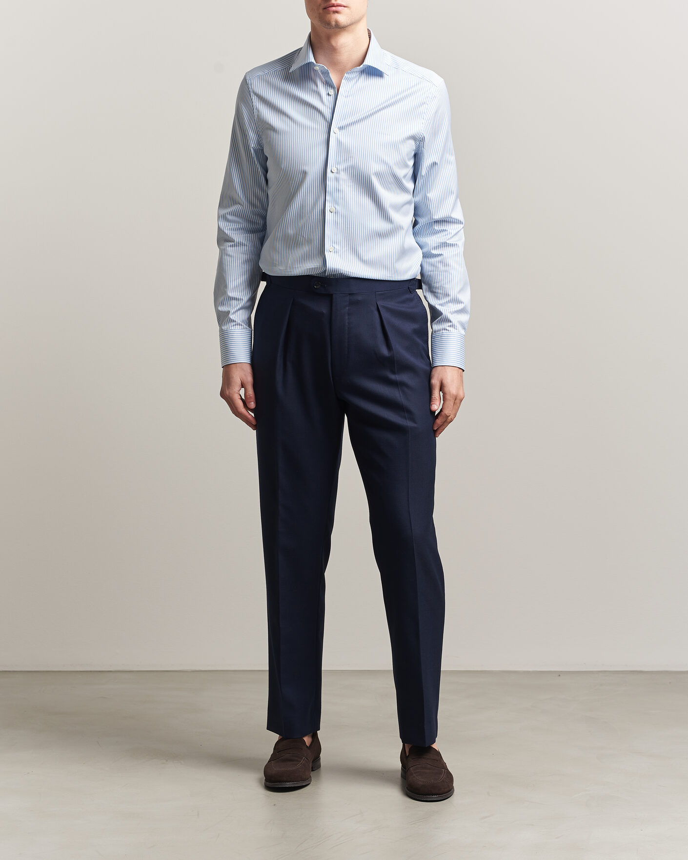 Uomini | Camicie | Stenströms | Slimline Stripe Cut Away Shirt Light Blue