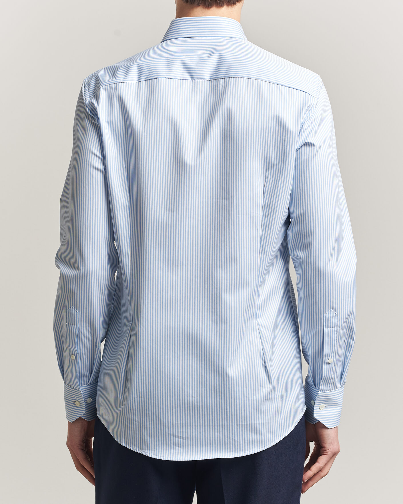 Uomini | Camicie | Stenströms | Slimline Stripe Cut Away Shirt Light Blue