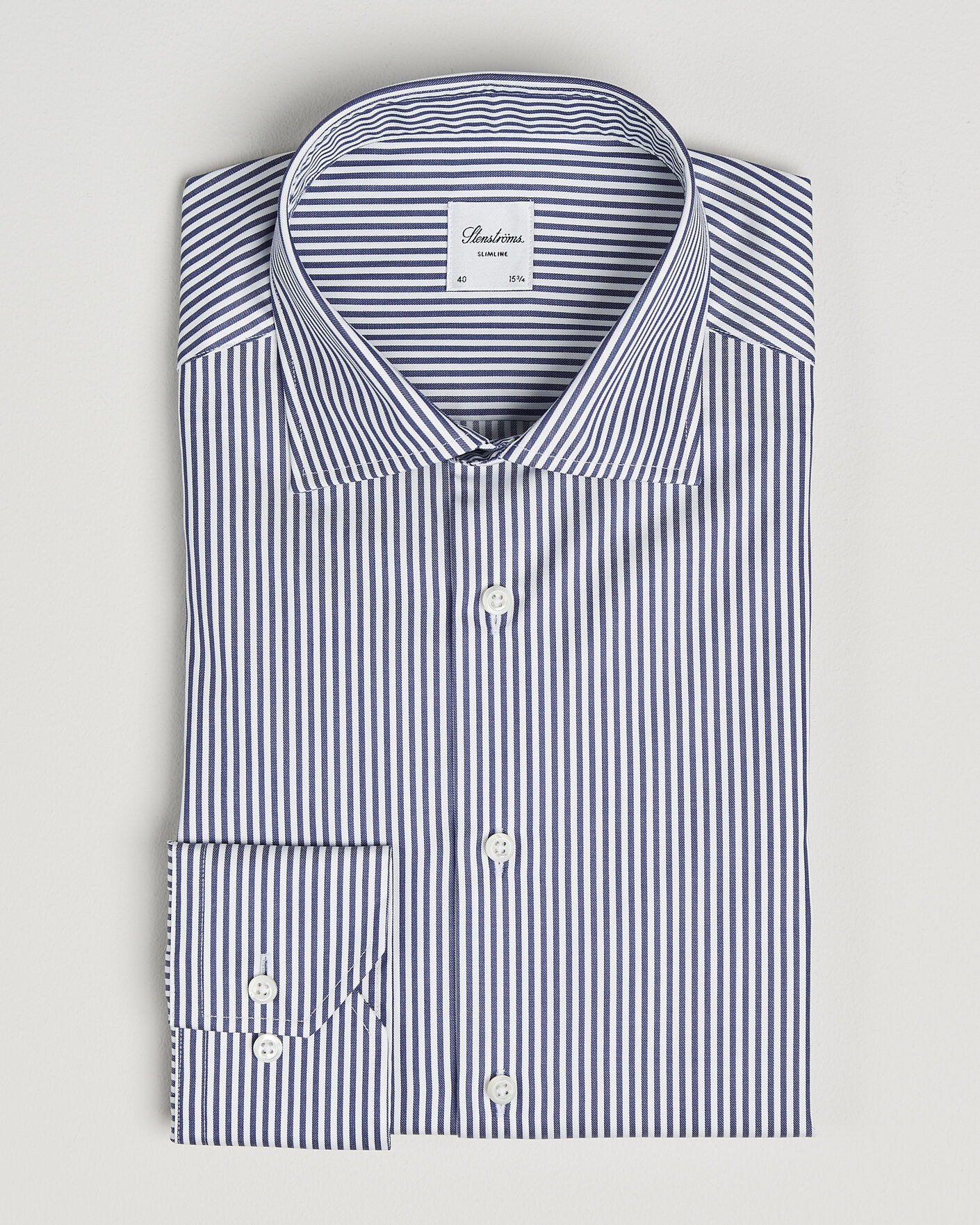 Uomini | Camicie | Stenströms | Slimline Stripe Cut Away Shirt Navy