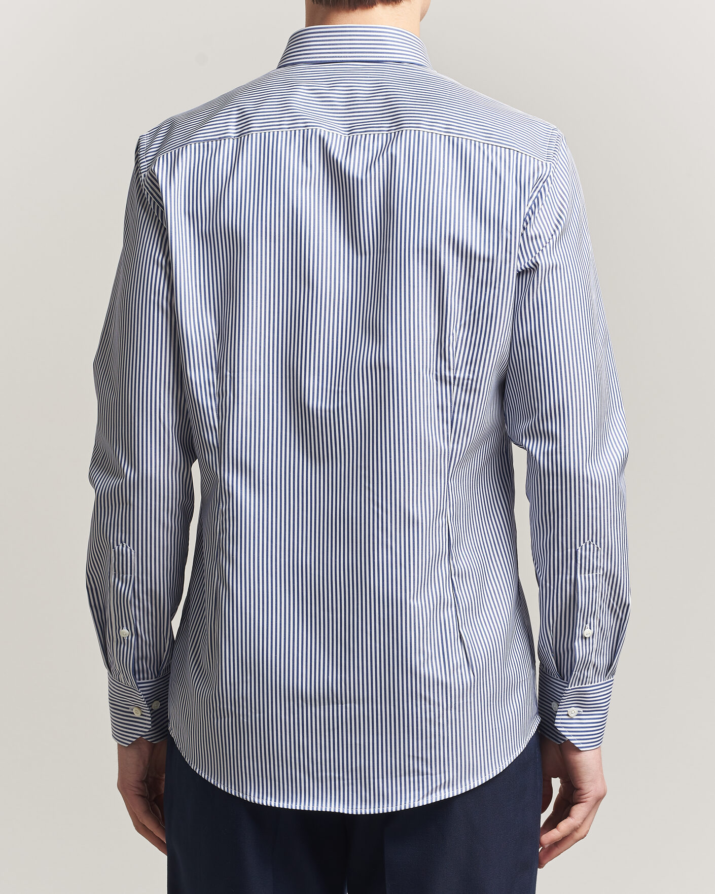 Uomini | Camicie | Stenströms | Slimline Stripe Cut Away Shirt Navy
