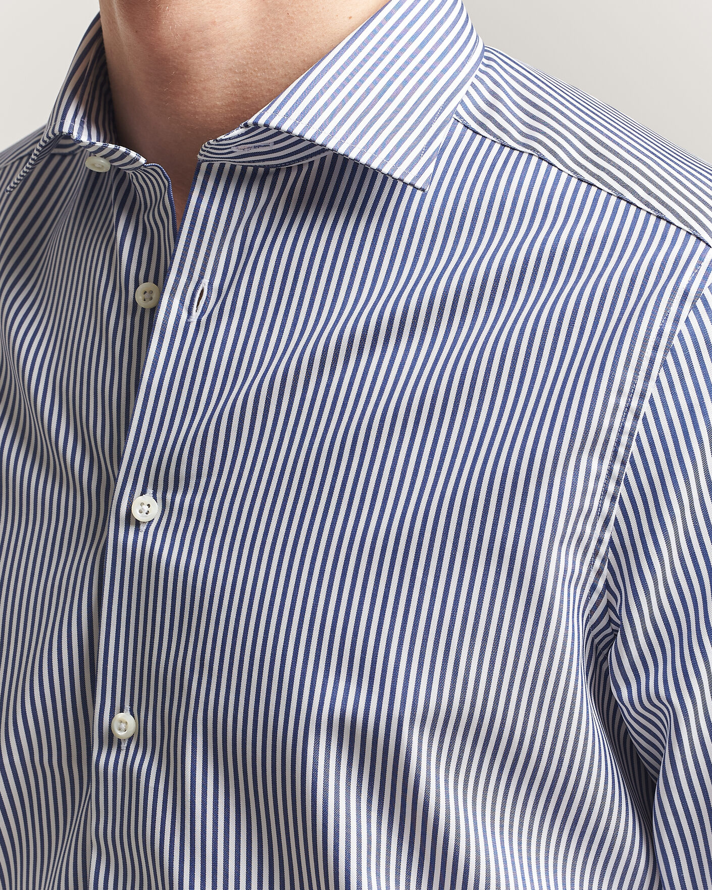 Uomini | Camicie | Stenströms | Slimline Stripe Cut Away Shirt Navy