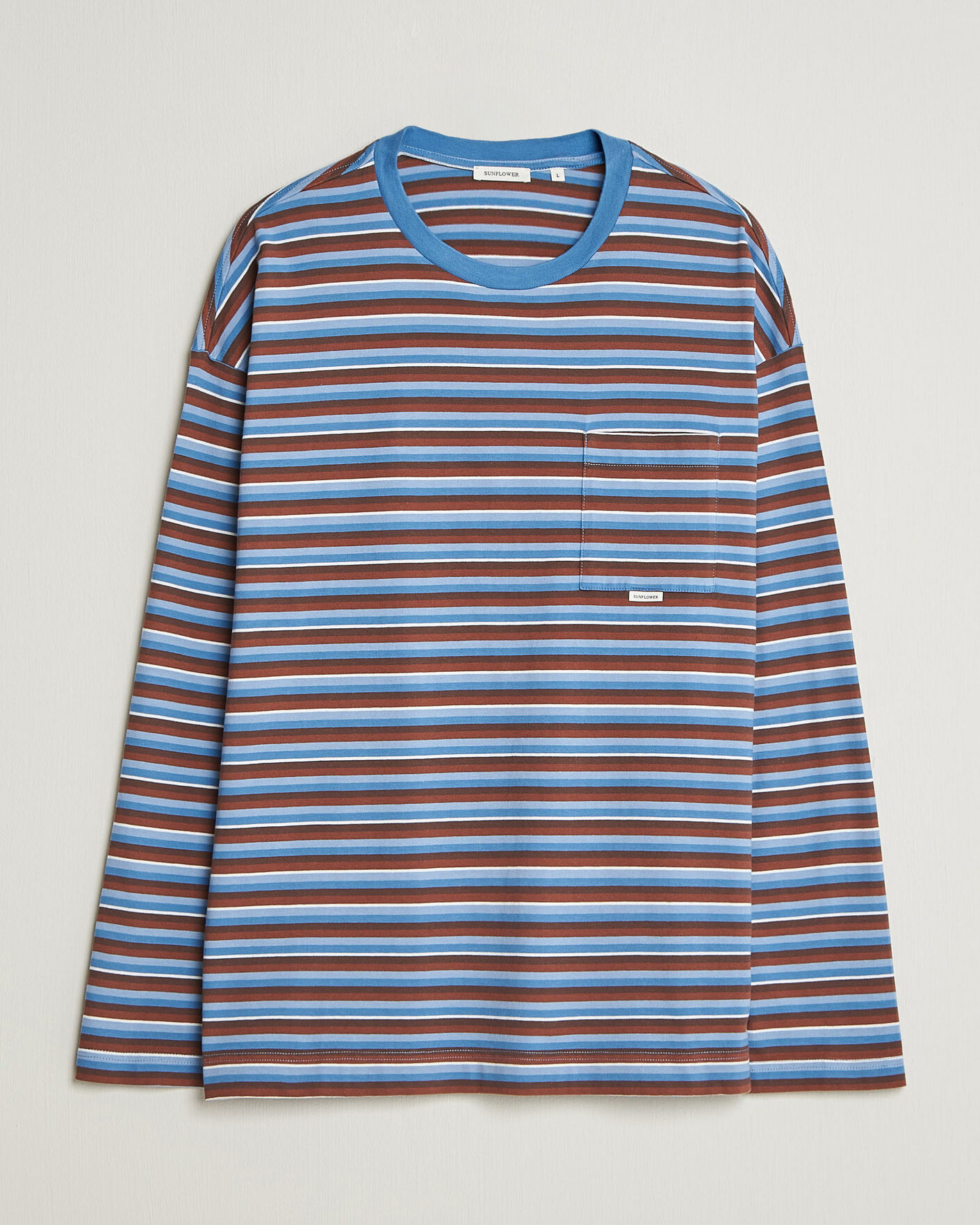Uomini | T-shirt | Sunflower | Long Sleeve Pocket Tee Blue Stripe