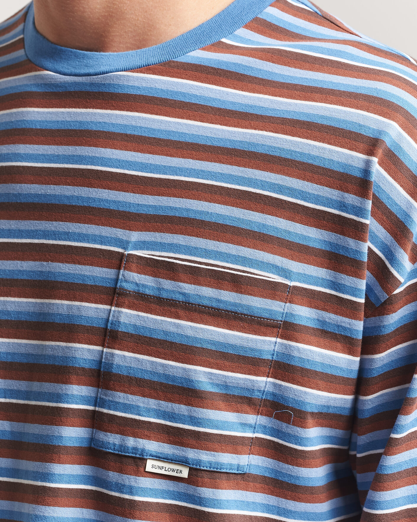 Uomini | T-shirt | Sunflower | Long Sleeve Pocket Tee Blue Stripe