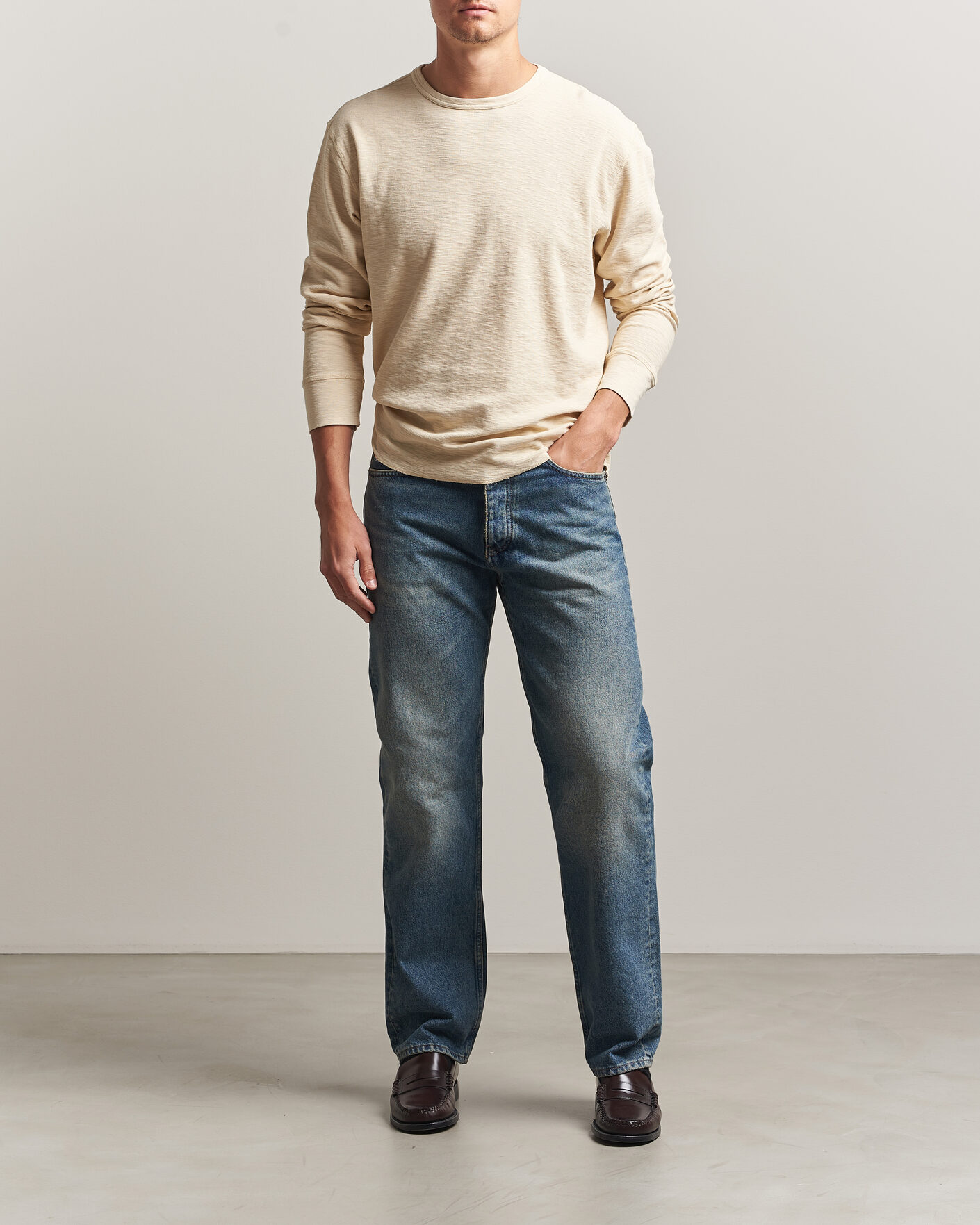 Uomini | T-shirt | Sunflower | Long Sleeve Waffle Tee Beige