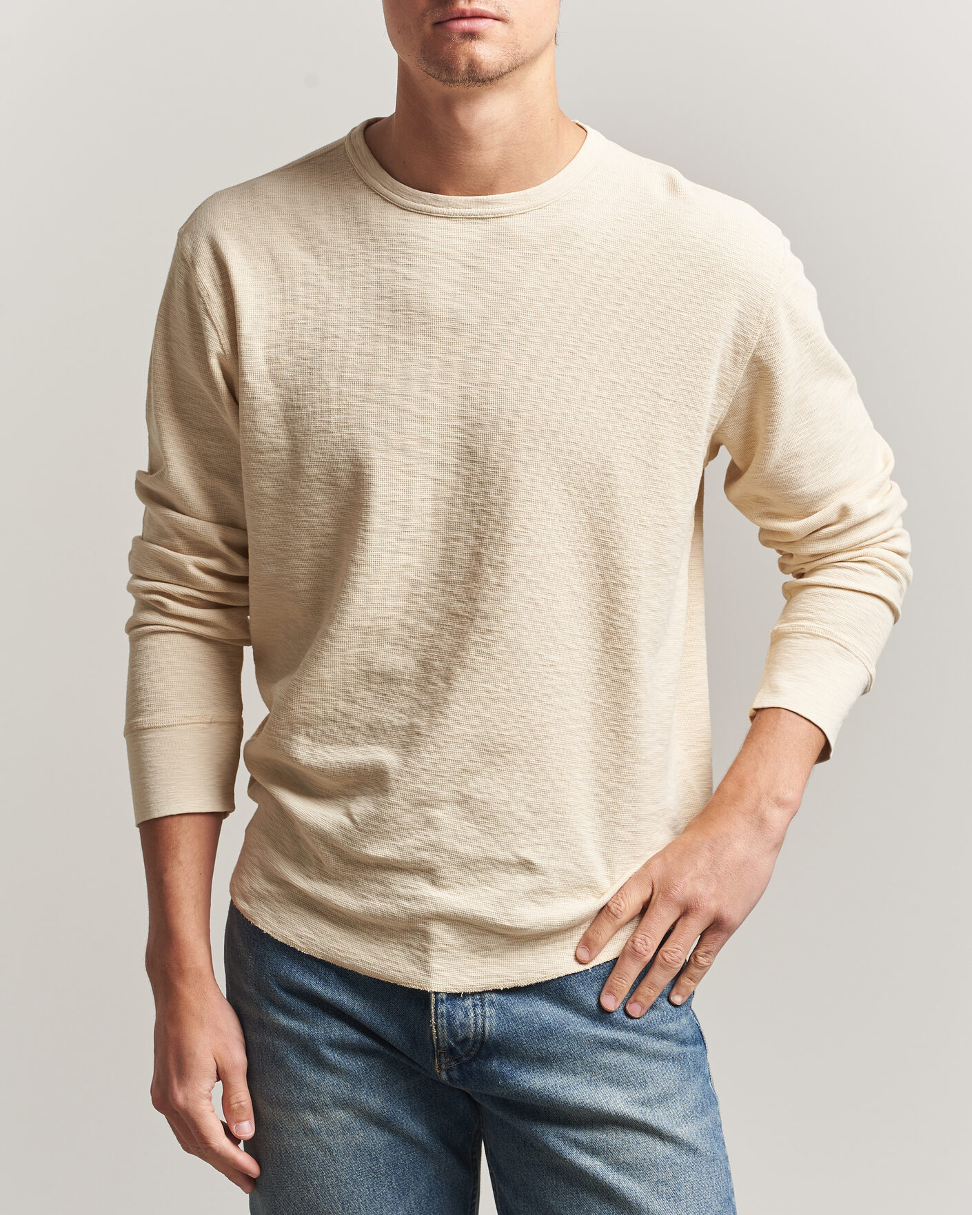 Uomini | T-shirt | Sunflower | Long Sleeve Waffle Tee Beige