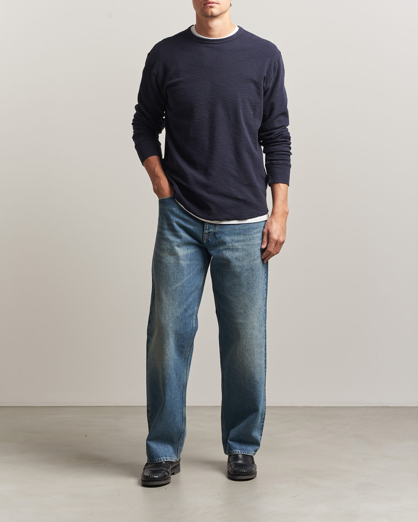 Uomini | T-shirt | Sunflower | Long Sleeve Waffle Tee Navy