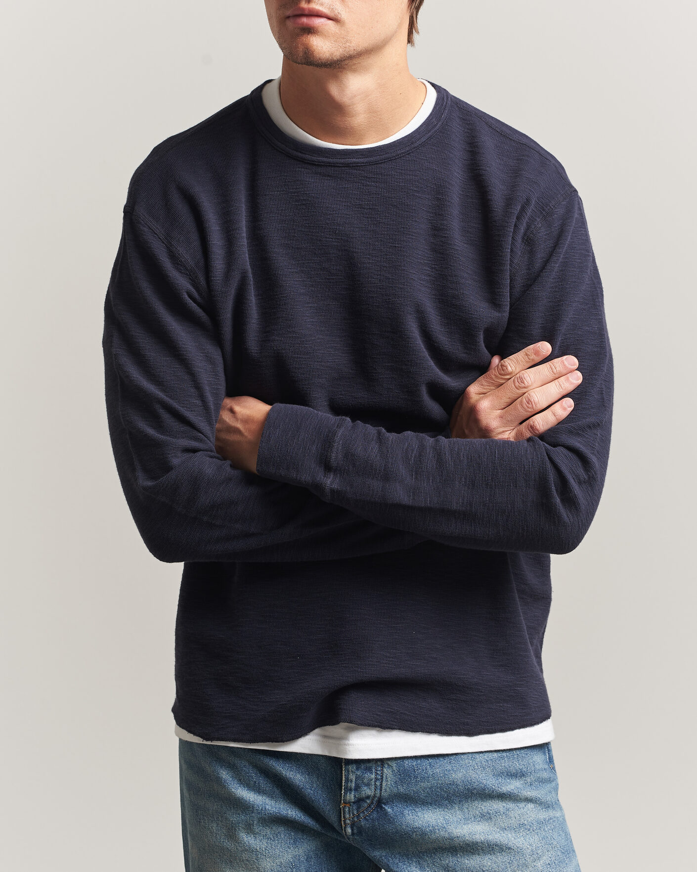 Uomini | T-shirt | Sunflower | Long Sleeve Waffle Tee Navy
